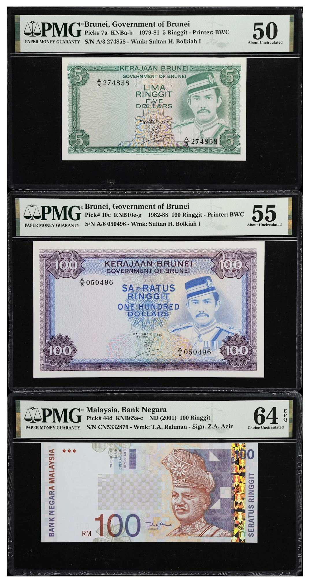 MIXED LOTS. Lot of (3). Brunei & Malaysia. Government of Brunei &