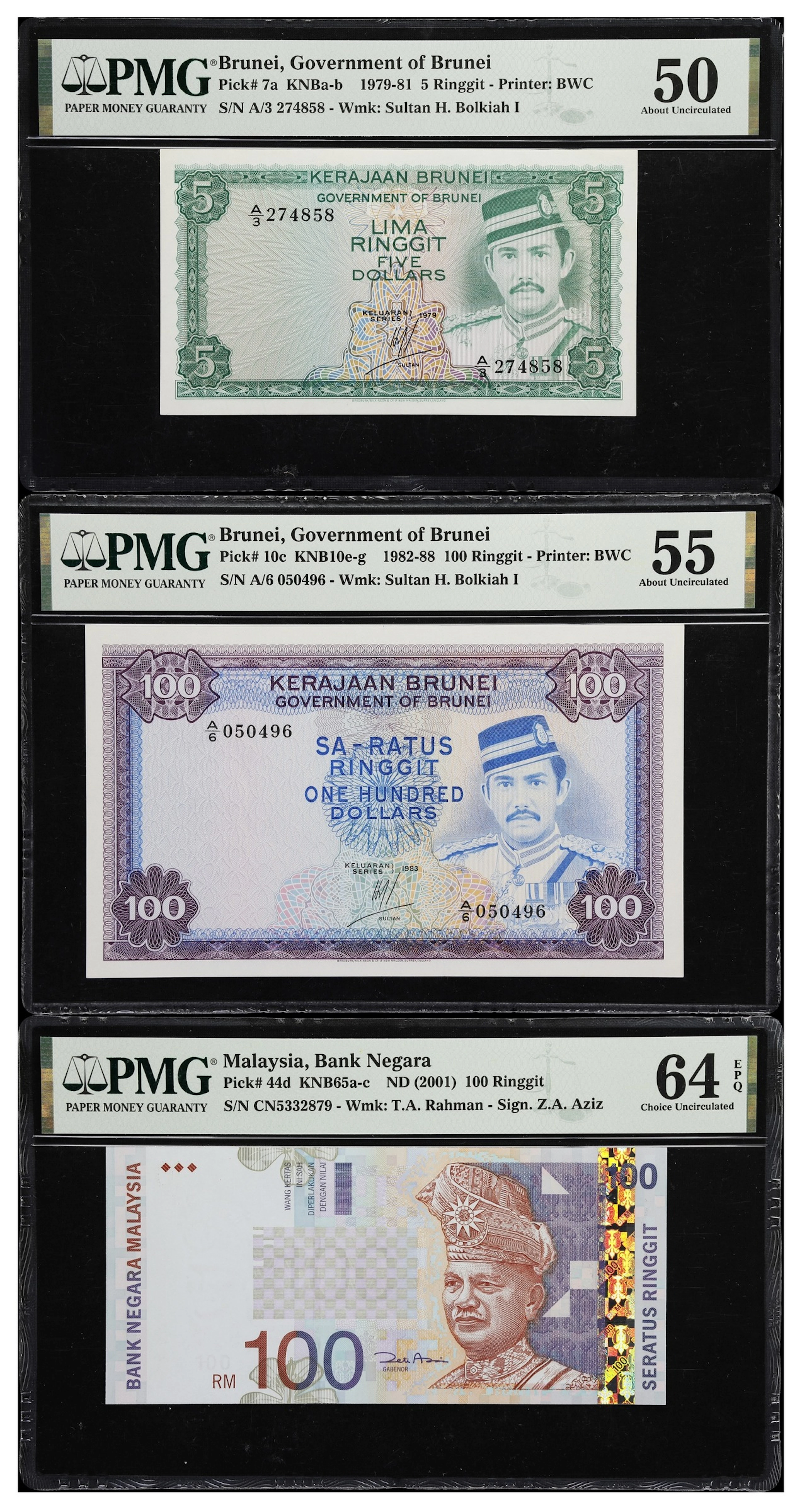 MIXED LOTS. Lot of (3). Brunei & Malaysia. Government of Brunei &