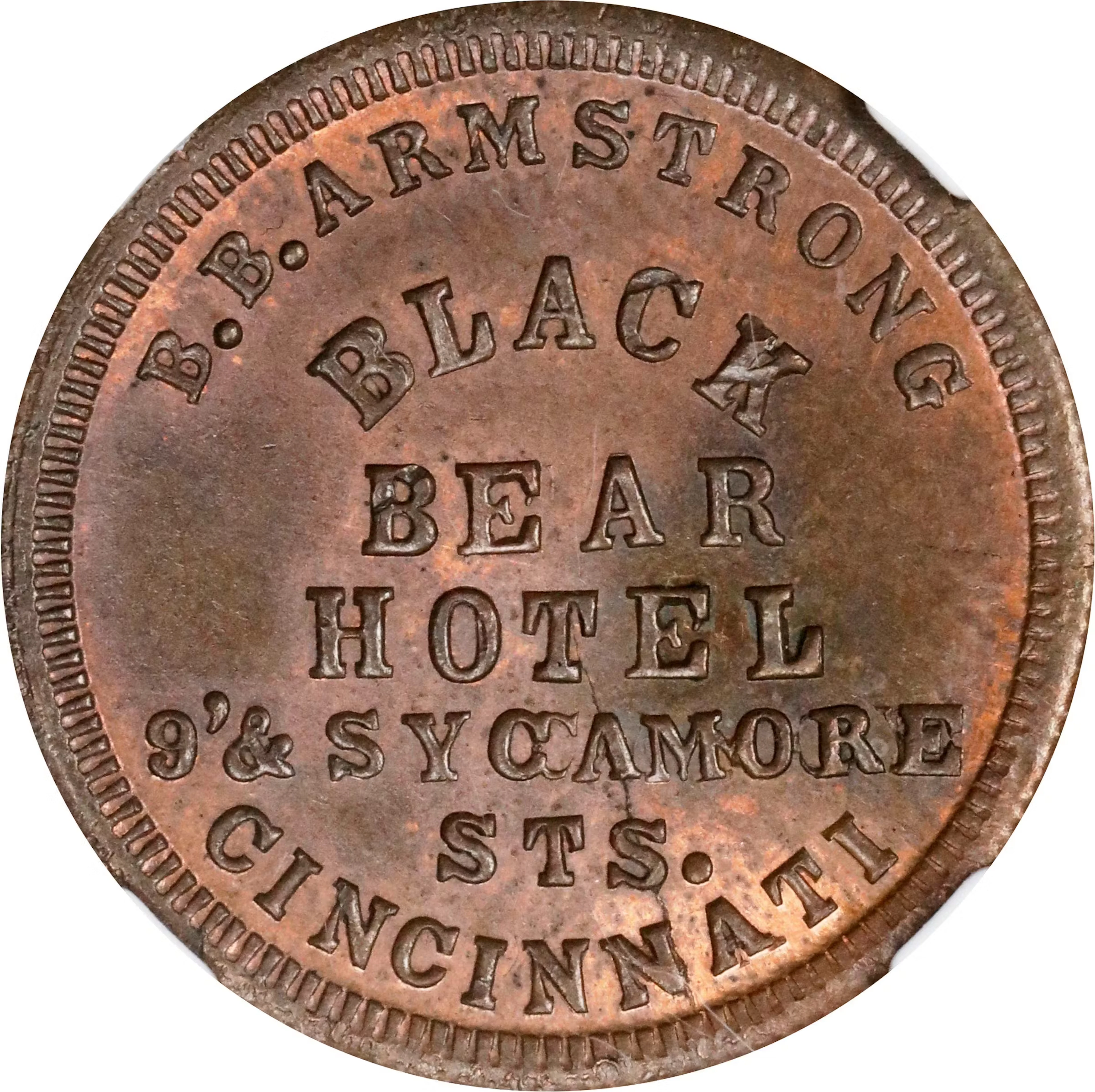 OHIO. Cincinnati. 1863 B.B. Armstrong, Black Bear Hotel. Fuld-165C-4a.
