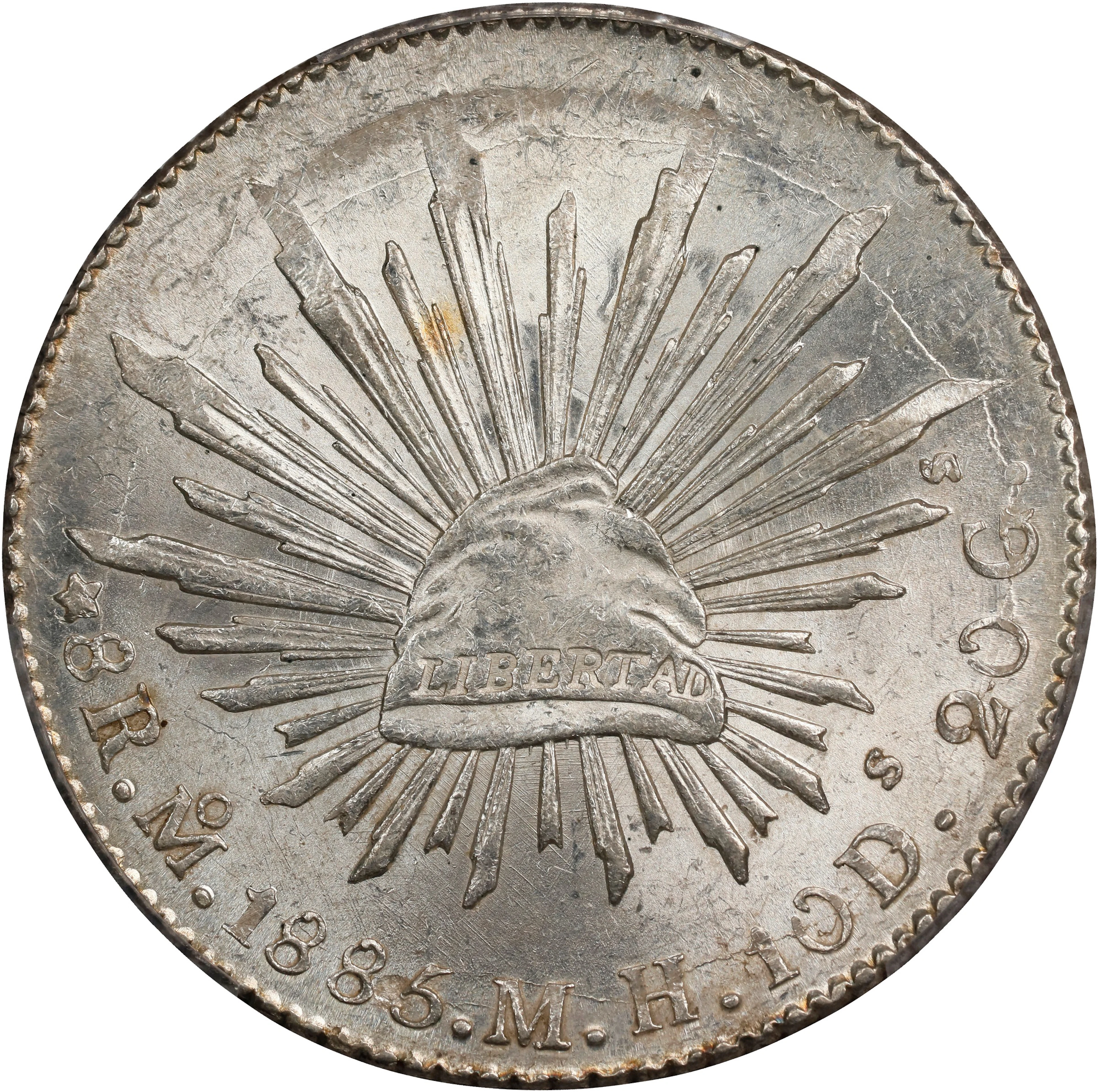 MEXICO. 8 Reales, 1885-Mo MH. Mexico City Mint. PCGS Genuine--Test