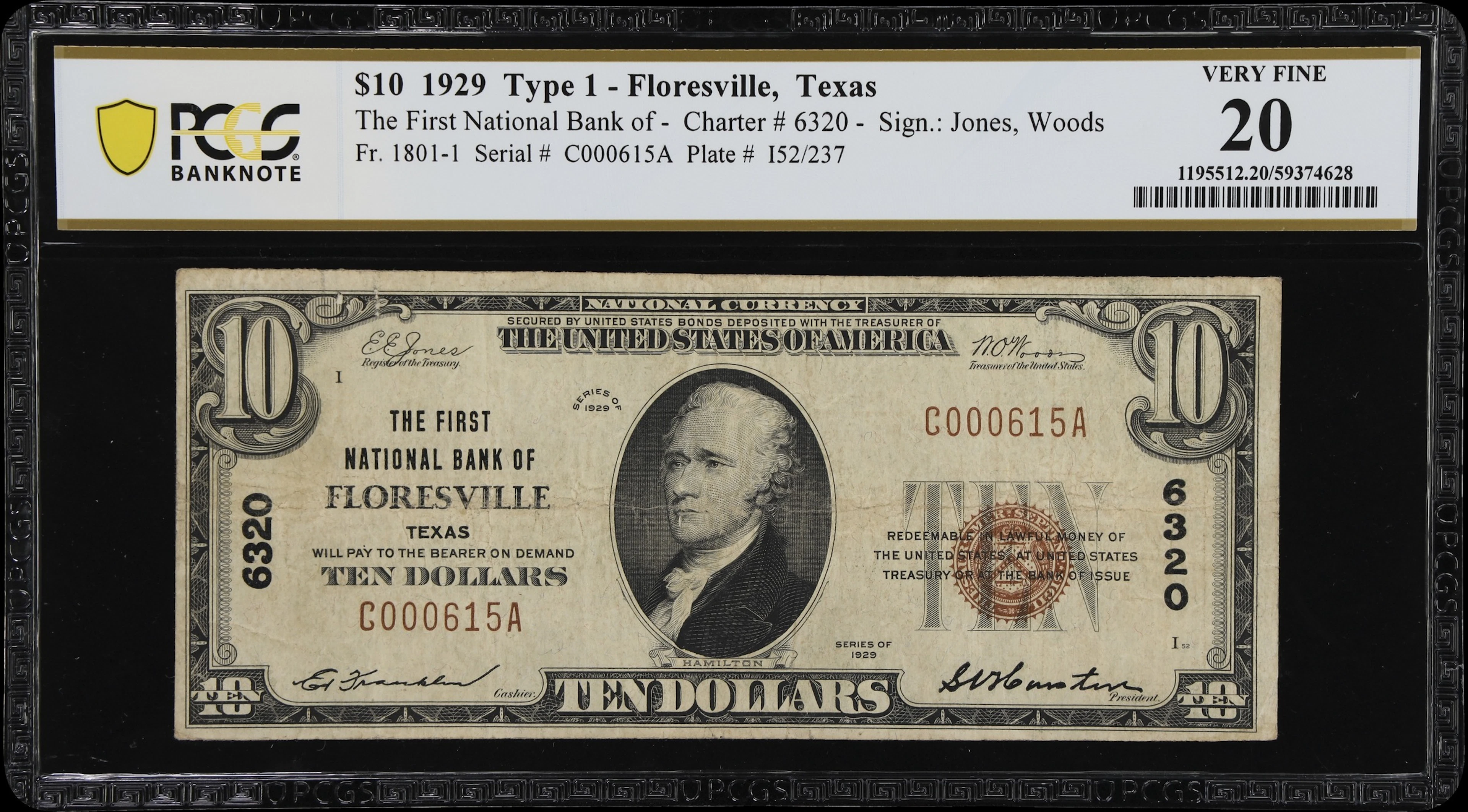 Floresville, Texas. $10 1929 Ty. 1. Fr. 1801-1. First NB. Charter