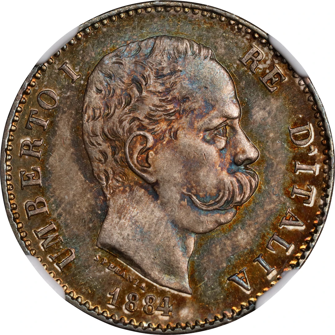 (◊) ITALY. Lira, 1884-R. Rome Mint. Umberto I. NGC MS-65+.
