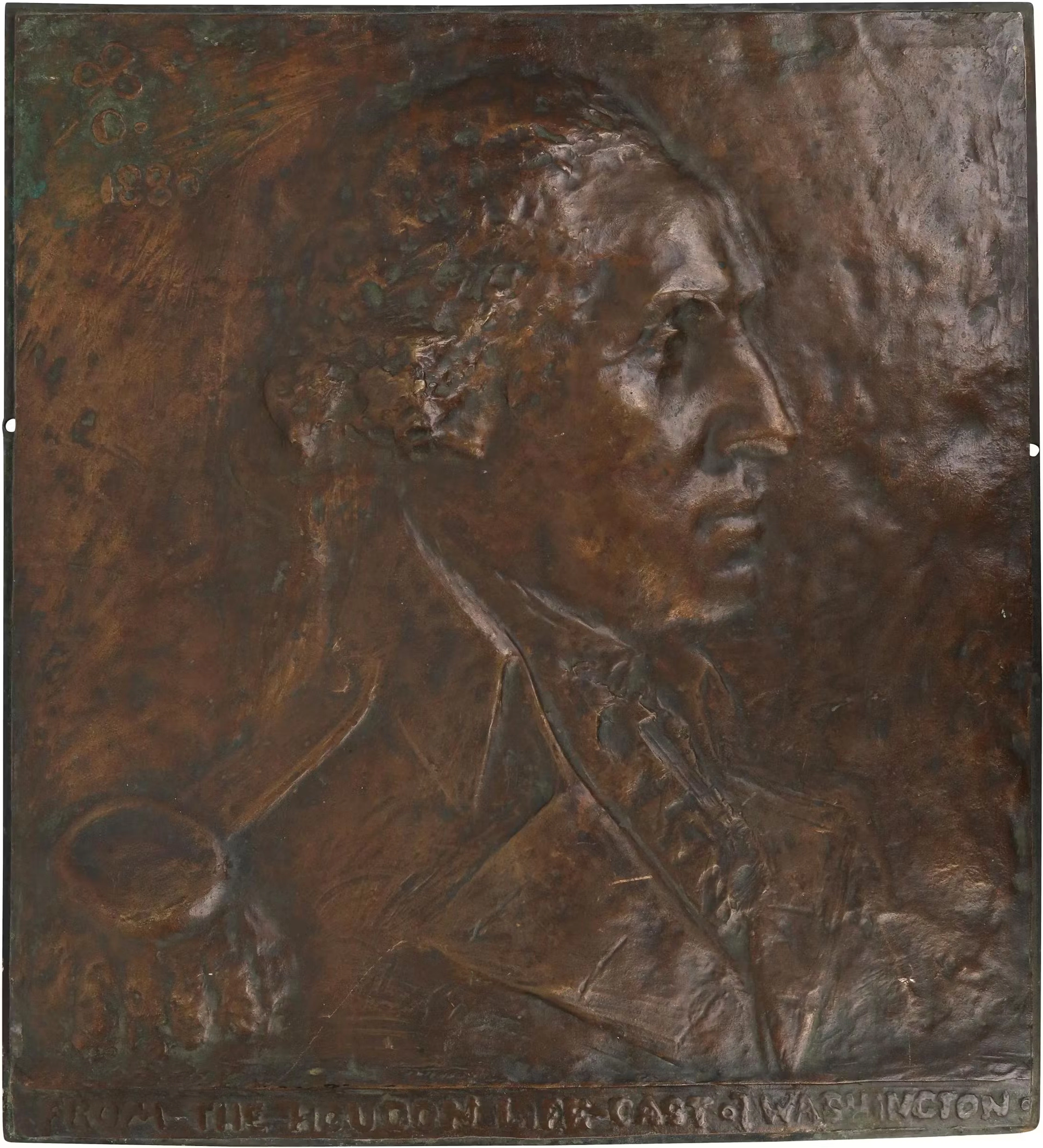 1880 Bas-Relief Portrait Plaque of George Washington. By William Rudolf