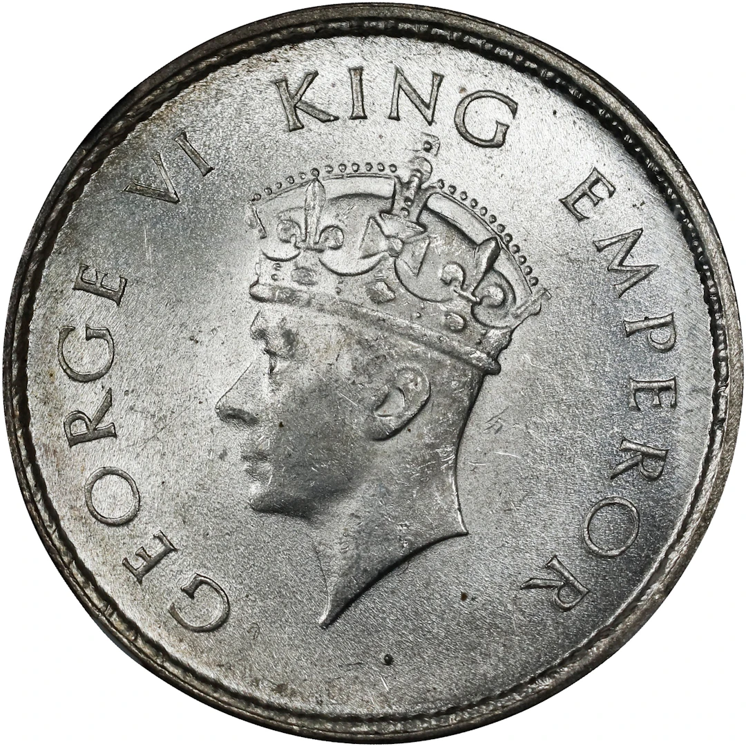 INDIA. 1/2 Rupee, 1939-(C). Calcutta Mint. George VI. NGC MS-64.