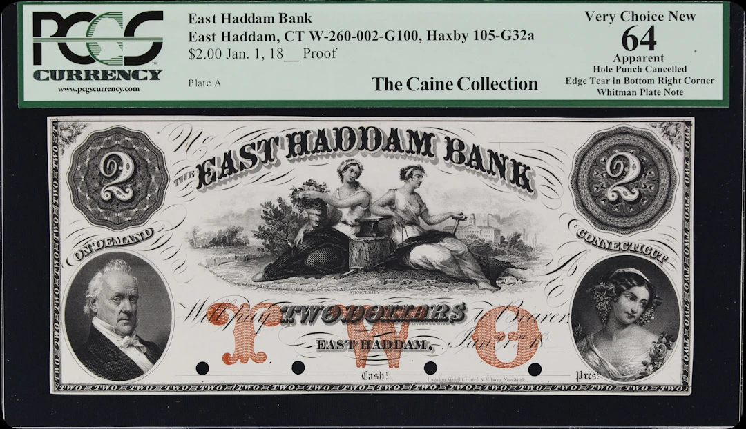 East Haddam, Connecticut. East Haddam Bank. 18xx $2. PCGS Currency