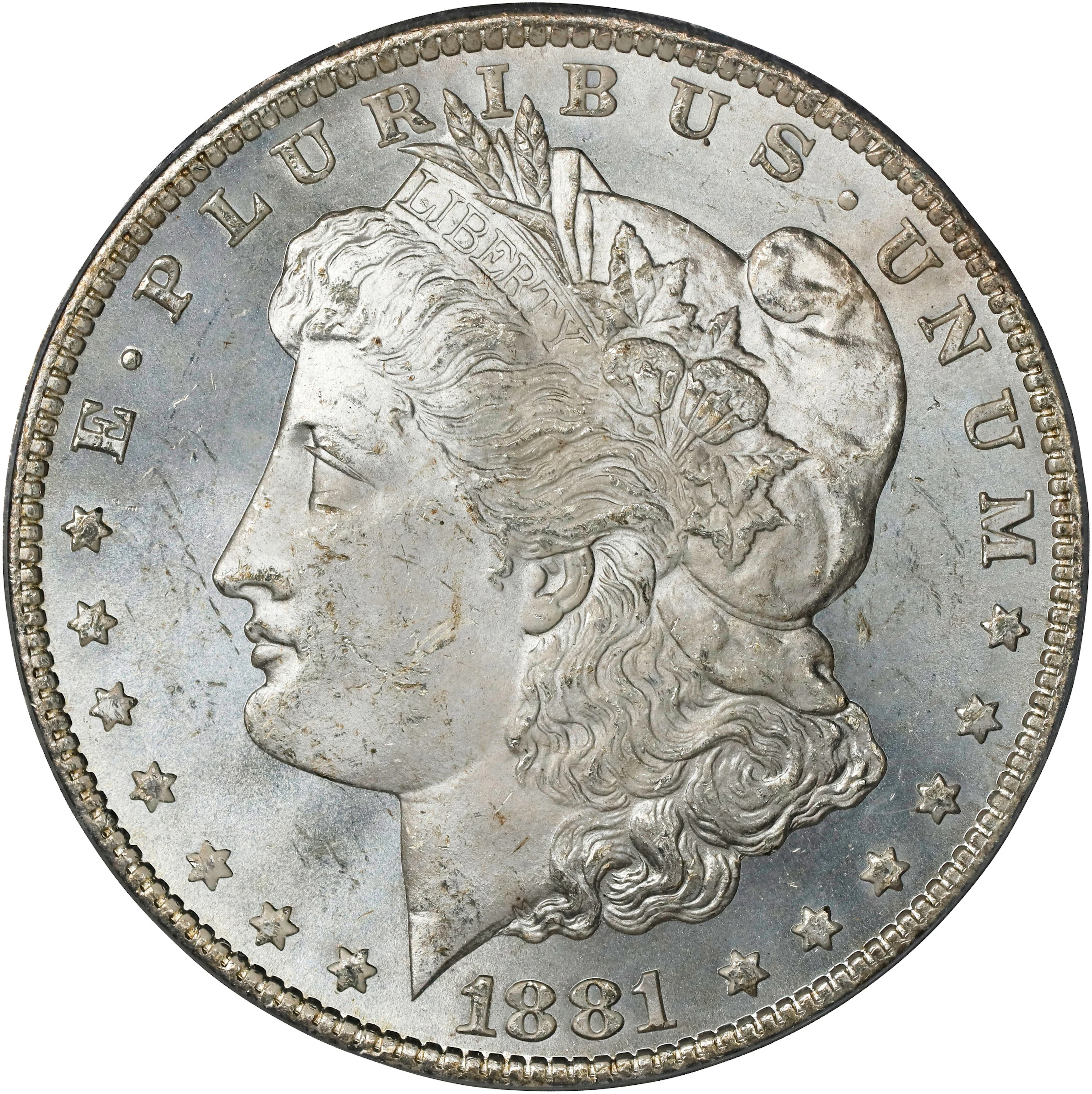 1881-CC Morgan Silver Dollar. MS-63 (PCGS). CAC. OGH Generation 2.0 Doily.