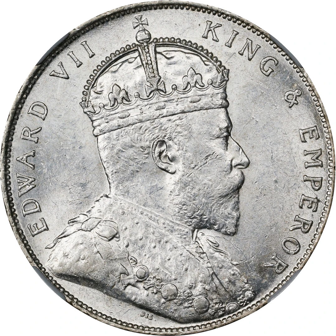 STRAITS SETTLEMENTS. Dollar, 1908. London Mint. Edward VII. NGC MS-61.