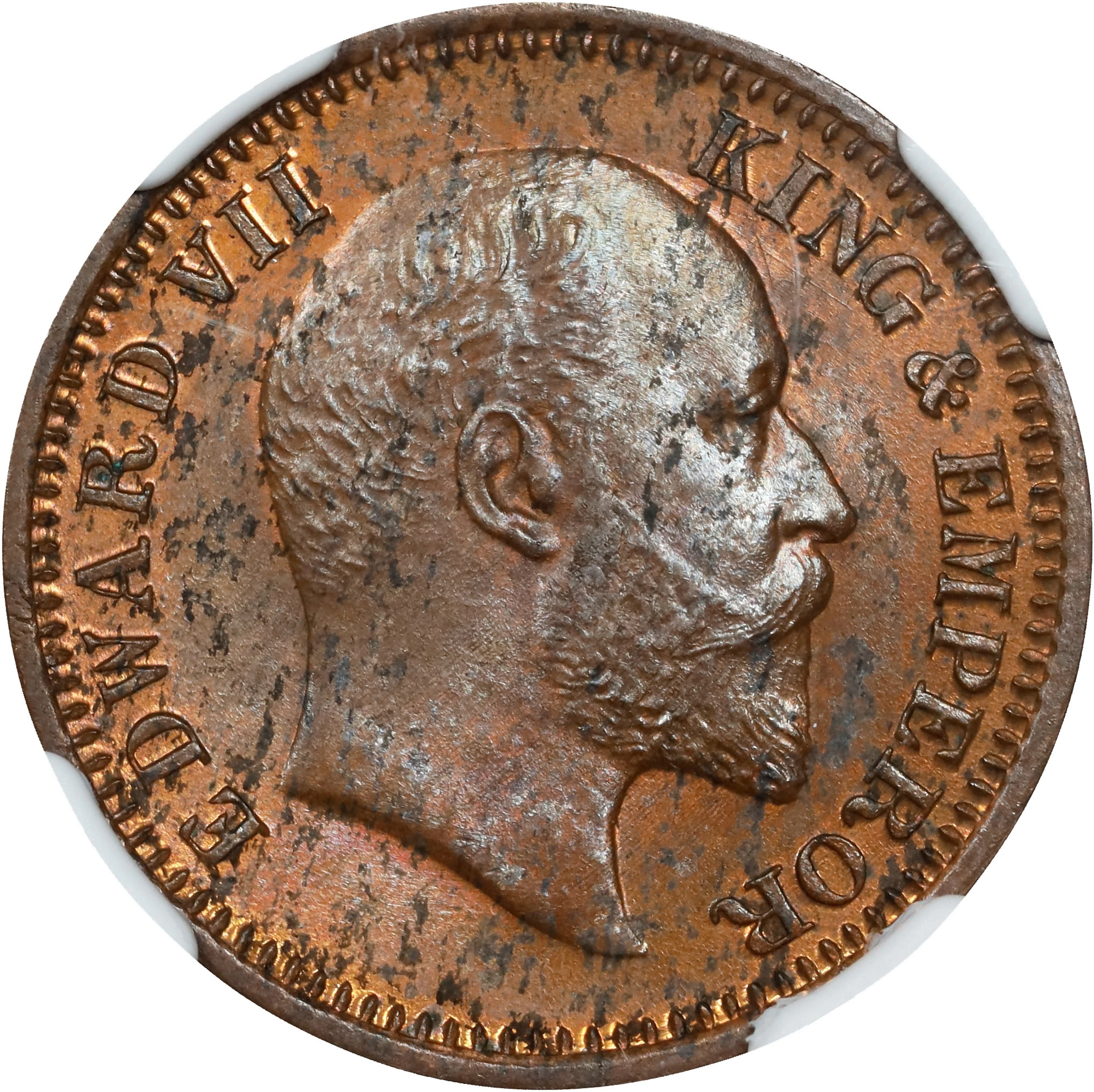 INDIA. 1/2 Pice, 1903-(C). Calcutta Mint. Edward VII. NGC MS-63 Red Brown.
