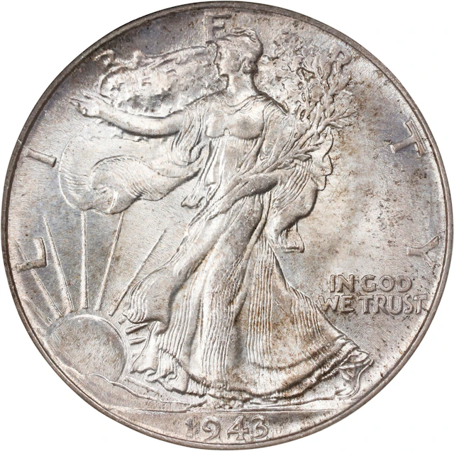 1943 Walking Liberty Half Dollar. MS-66 (PCGS).