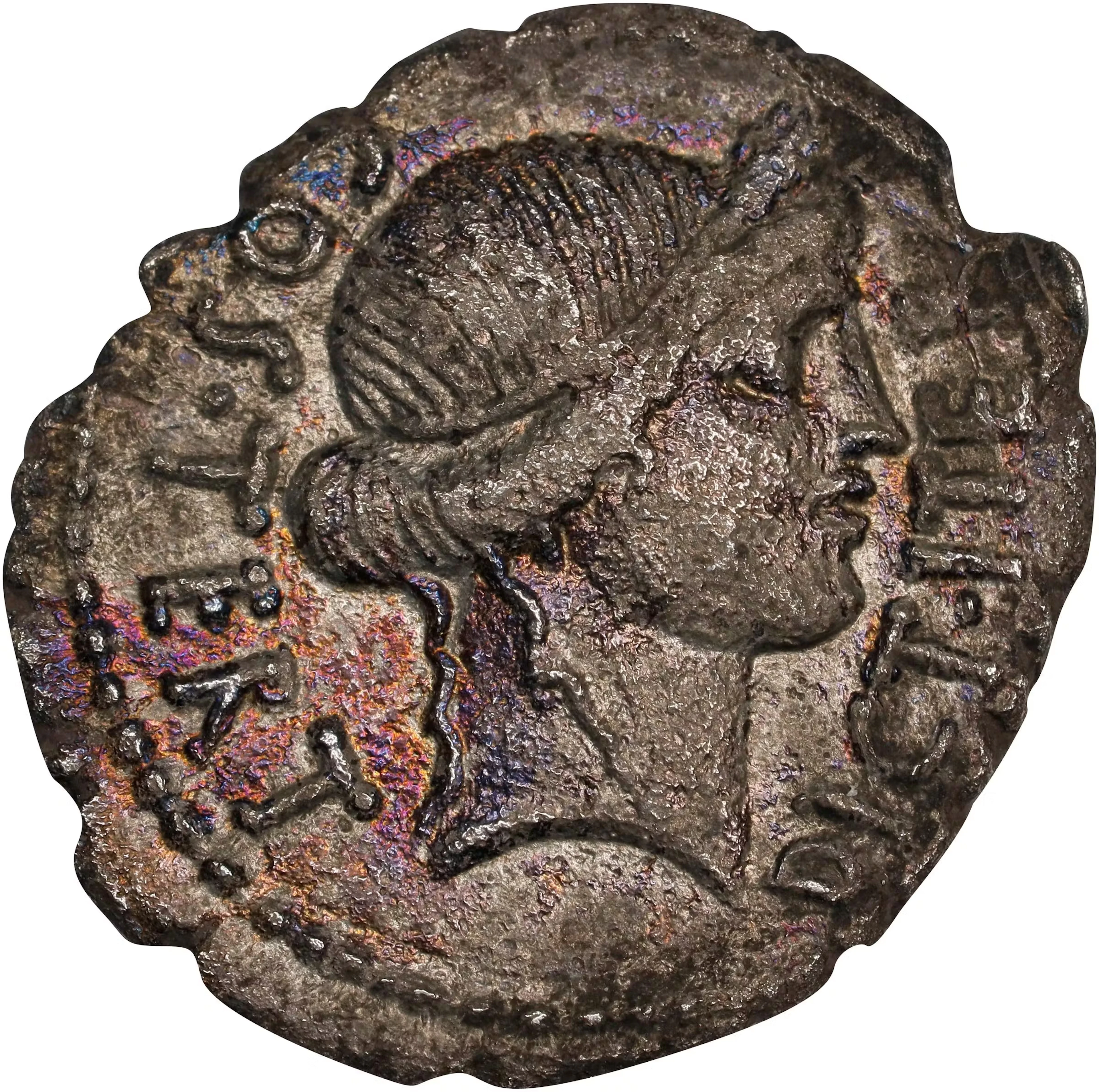JULIUS CAESAR. AR Denarius (3.51 gms), Uncertain mint, possibly Utica