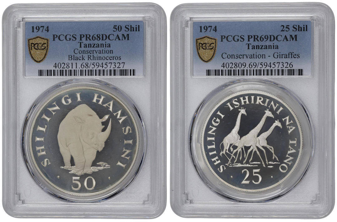 TANZANIA. Duo of Wildlife Conservation Issues (2 Pieces), 1974. London