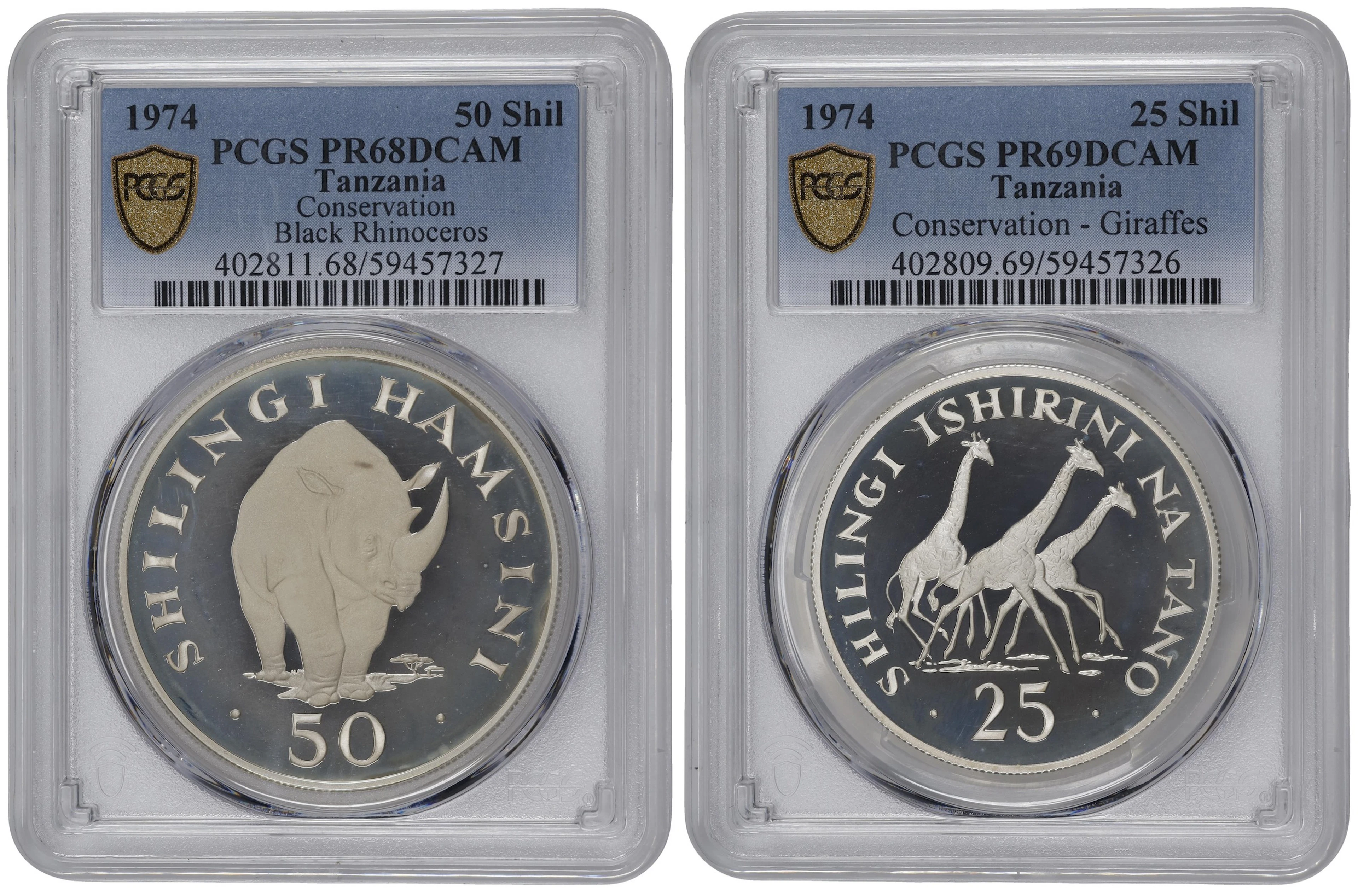 TANZANIA. Duo of Wildlife Conservation Issues (2 Pieces), 1974. London