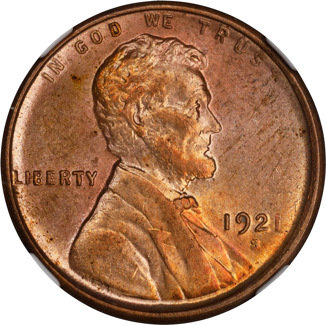 1921-S Lincoln Cent. MS-63 RB (NGC).