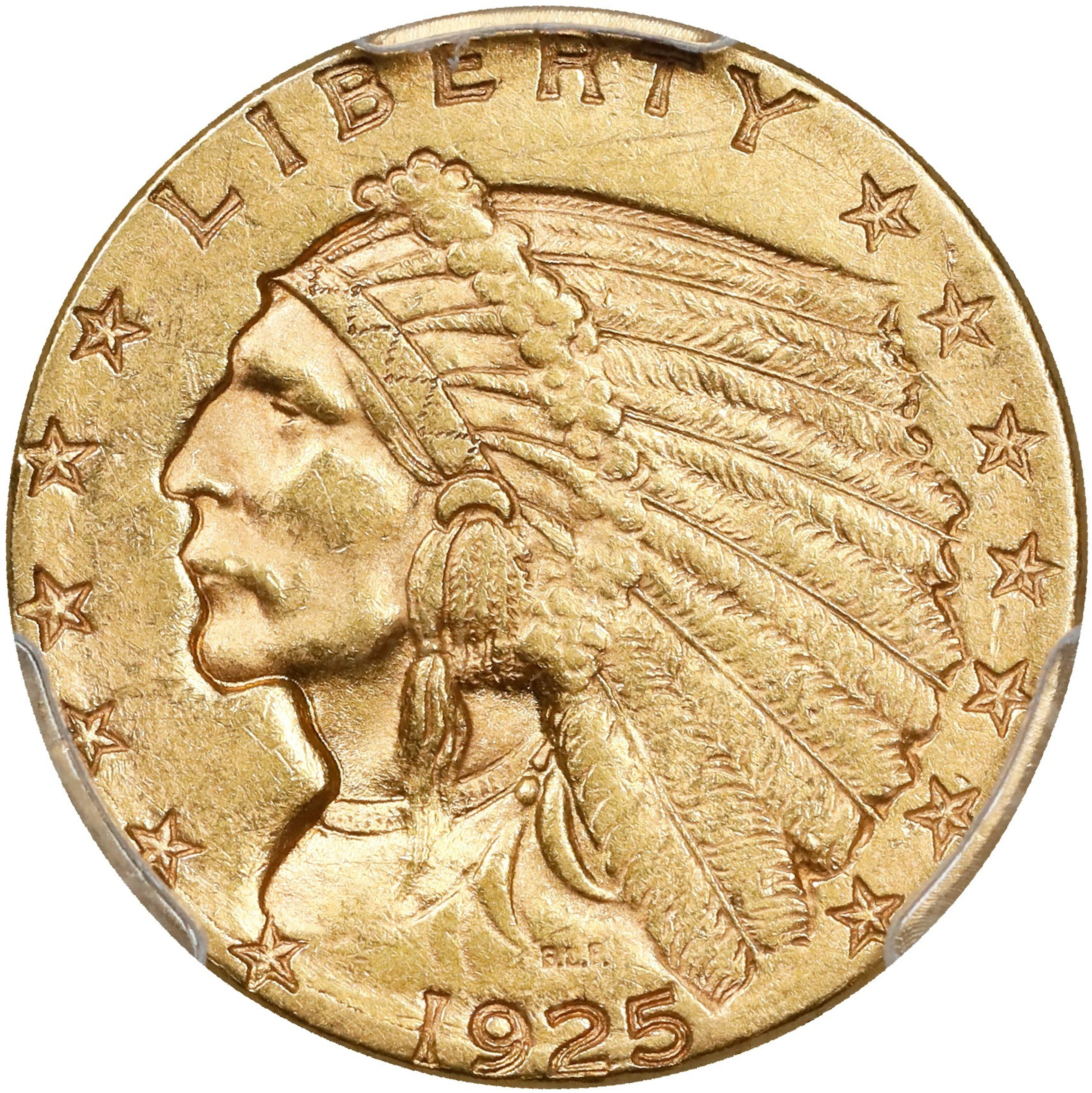 1925-D Indian Quarter Eagle. MS-62 (PCGS).