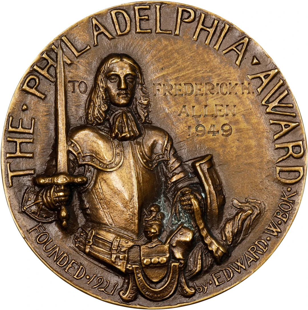1949 The Philadelphia Award Medal. By Violet Oakley. Bronze. Choice