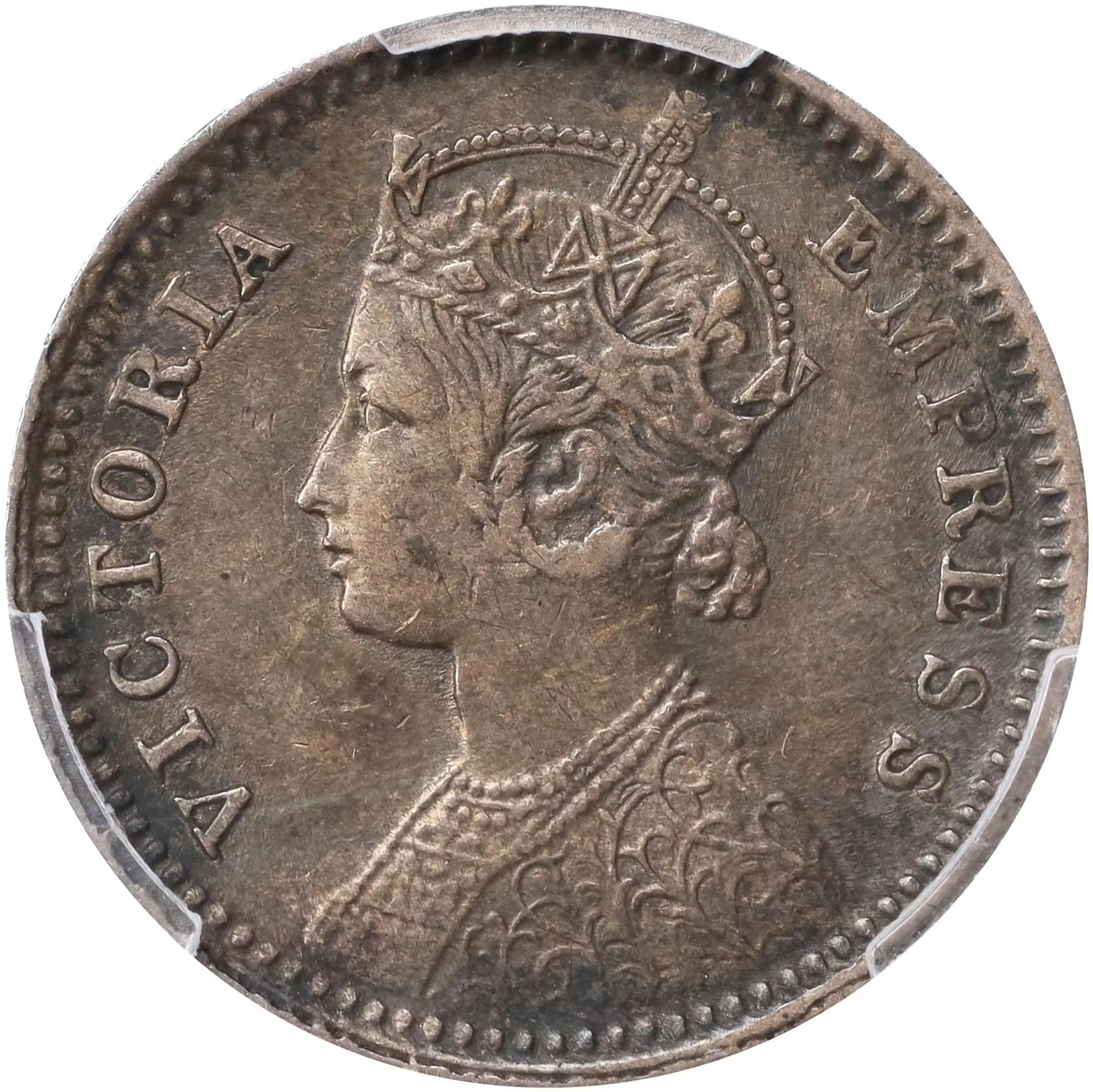 INDIA. 1/4 Rupee, 1883-C. Calcutta Mint. Victoria. PCGS EF-40.