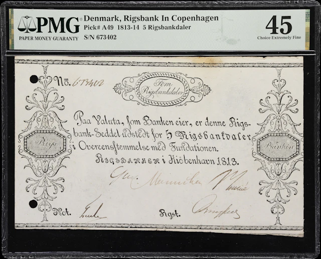 (◊) DENMARK. Rigsbanken i Kiobenhavn. 5 Rigsbankdaler, 1813. P-A49.