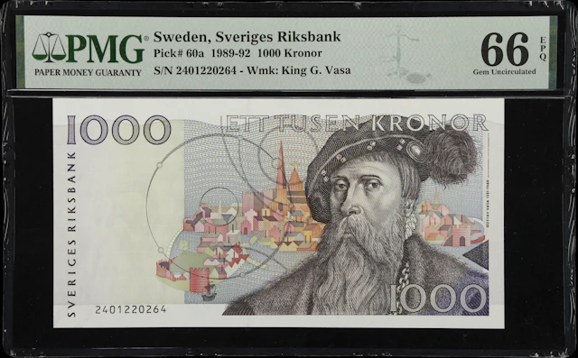 (◊) SWEDEN. Sveriges Riksbank. 1000 Kronor, 1992. P-60a. PMG Gem Uncirculated