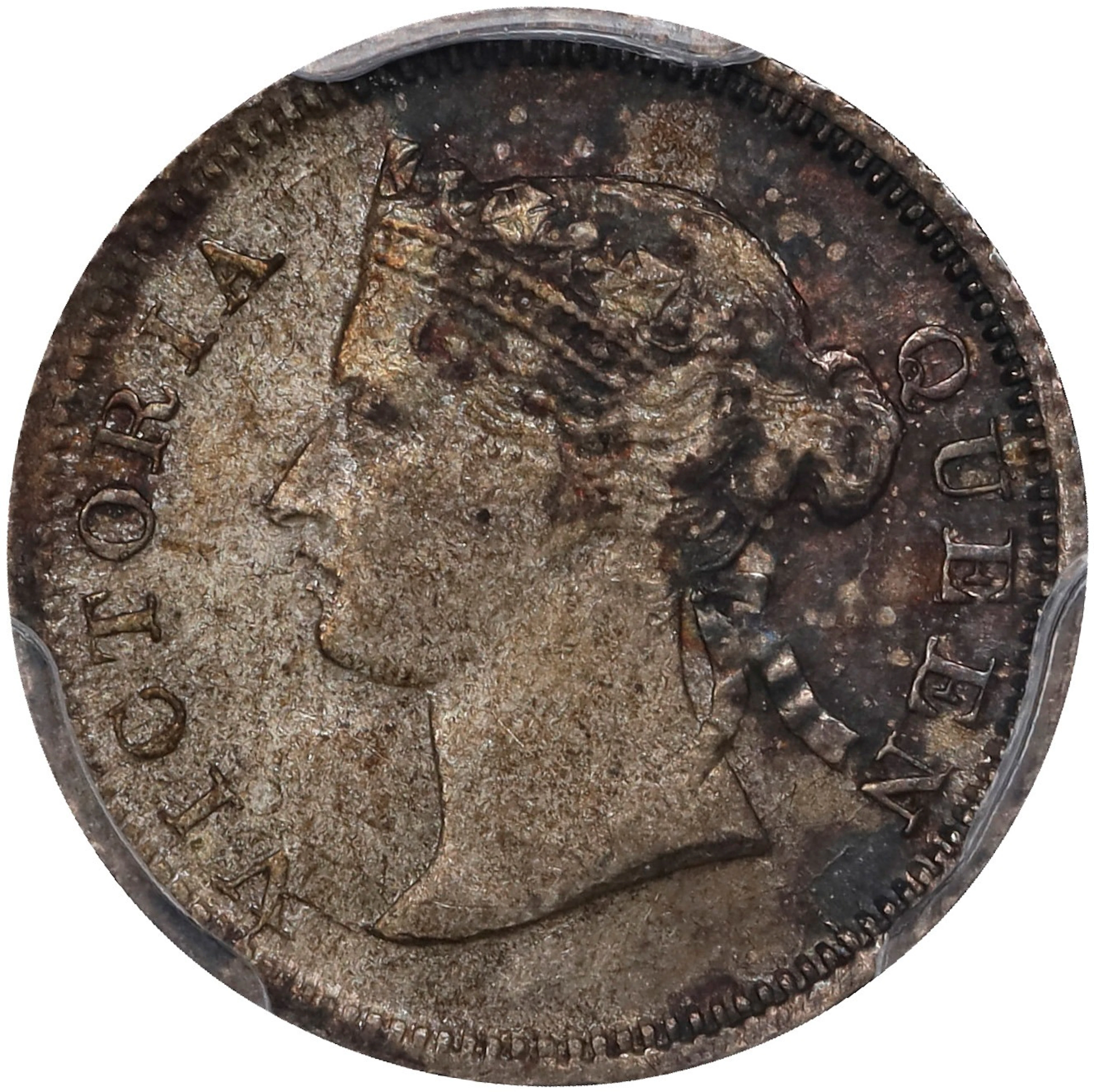 (t) HONG KONG (SAR). 5 Cents, 1868. Hong Kong Mint. Victoria. PCGS AU-58.