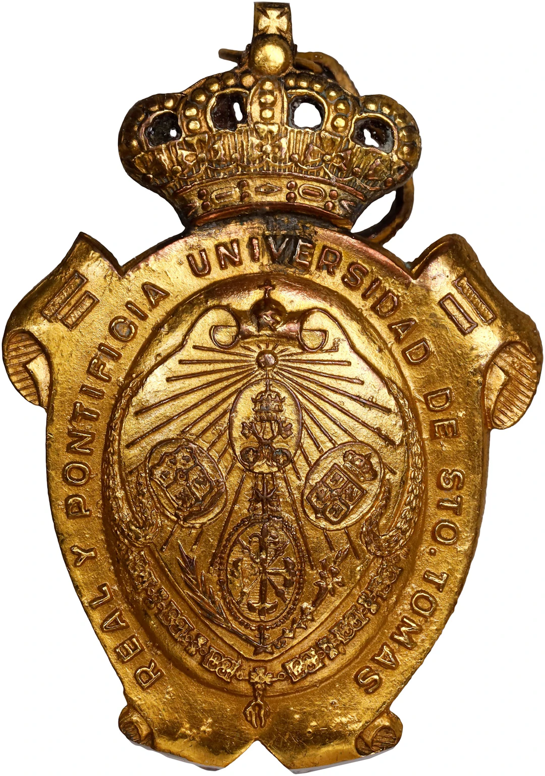 PHILIPPINES. San Tomas Pontifical University Gilt Bronze Badge, ND