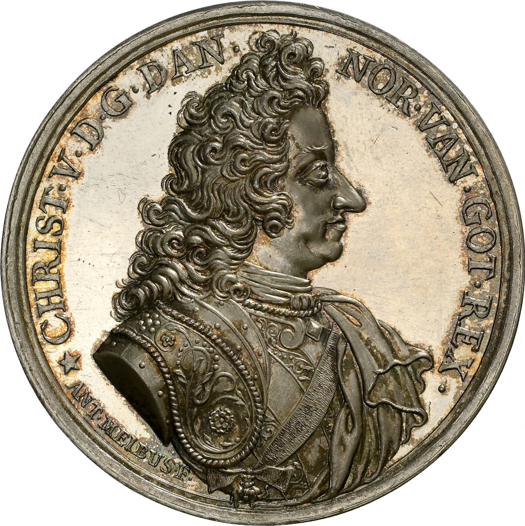 DENMARK. Peace at Ratzeburg Restrike Silver Medal, 1693. Christian