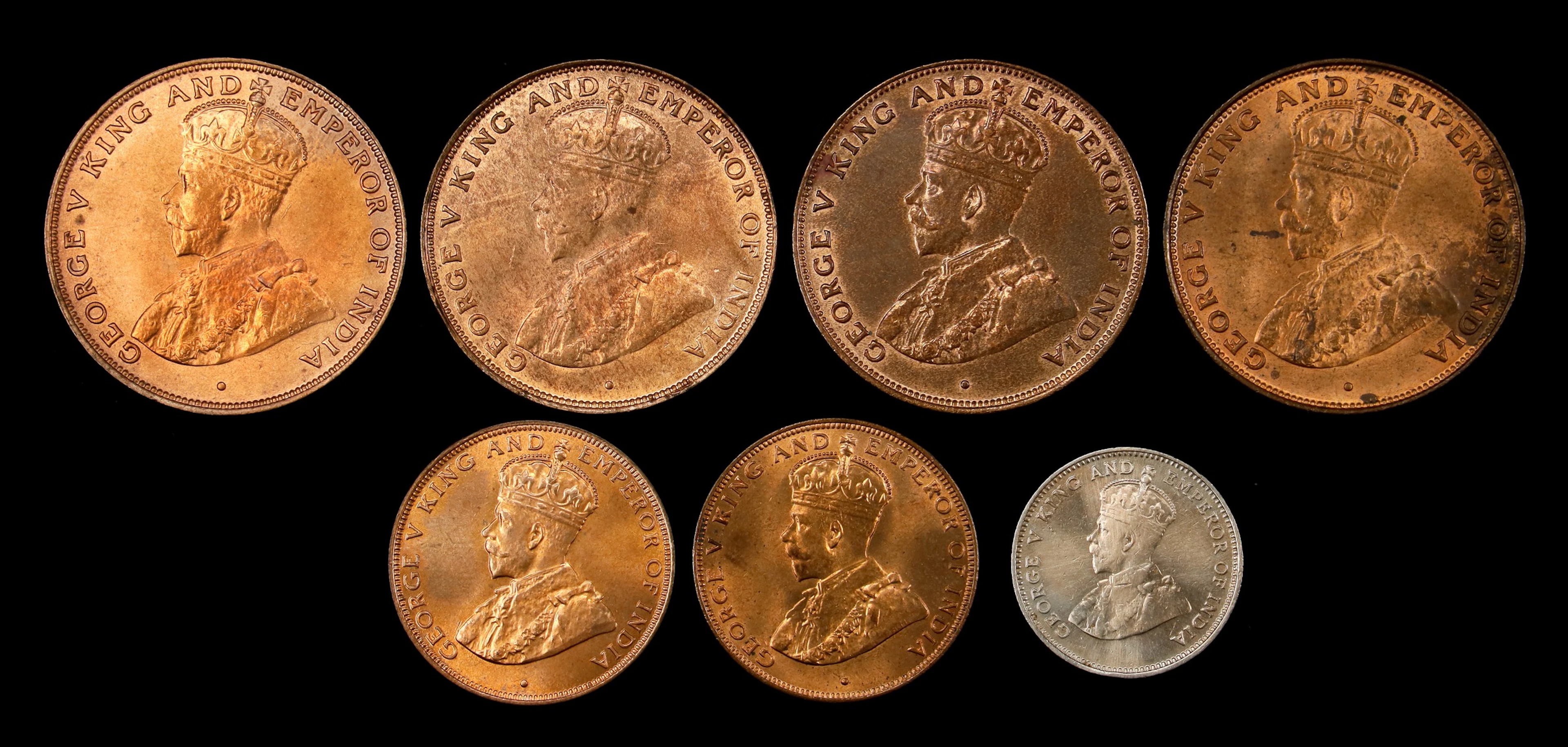 (t) HONG KONG (SAR). Septet of Minors (7 Pieces), 1923-36. George