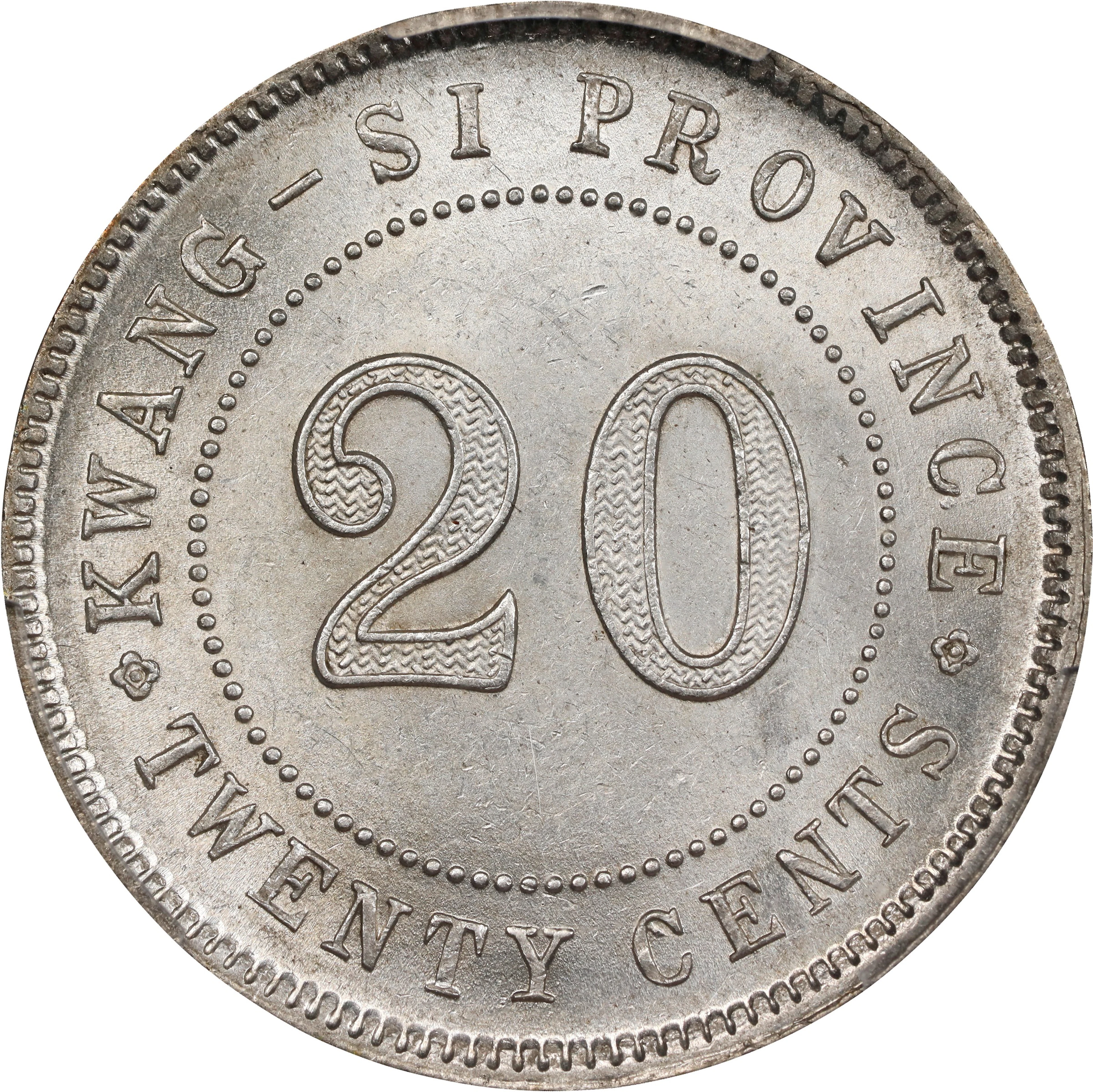 (t) CHINA. Kwangsi. 20 Cents, Year 13 (1924). Kwangsi Mint. PCGS MS-62.