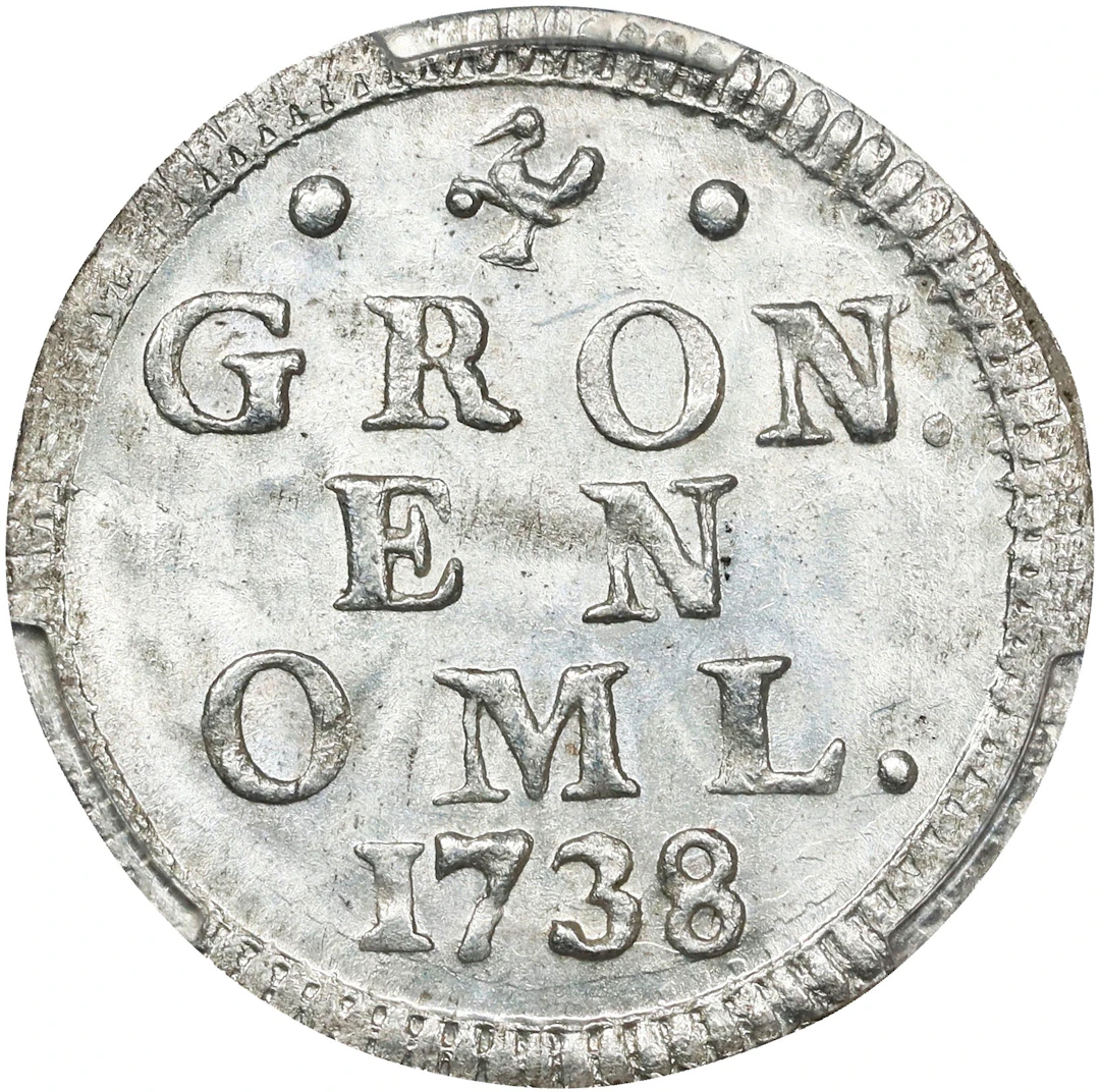 NETHERLANDS. Groningen & Ommelanden. Stuiver, 1738. Harderwijk Mint.