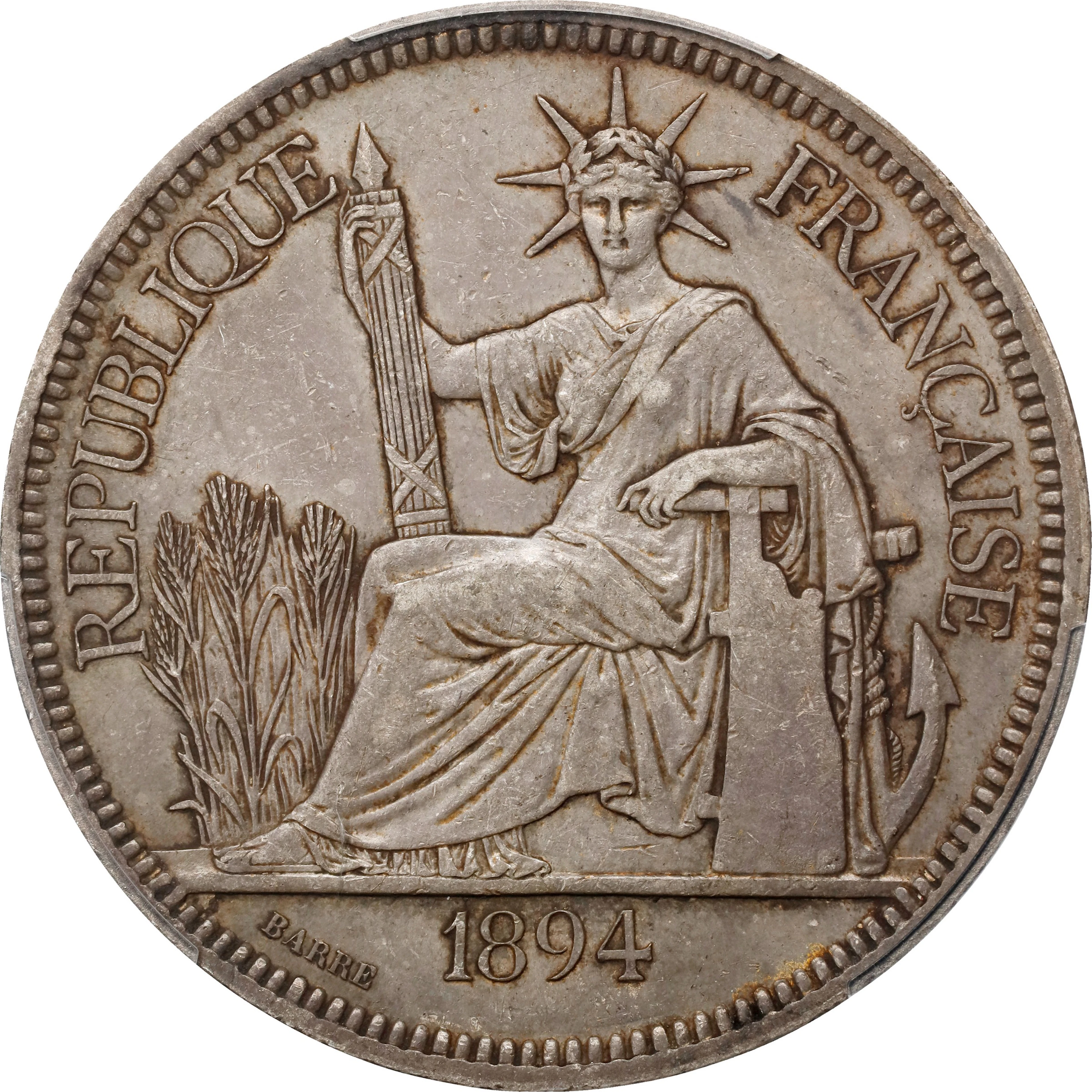 FRENCH INDO-CHINA. Piastre, 1894-A. Paris Mint. PCGS EF-45.