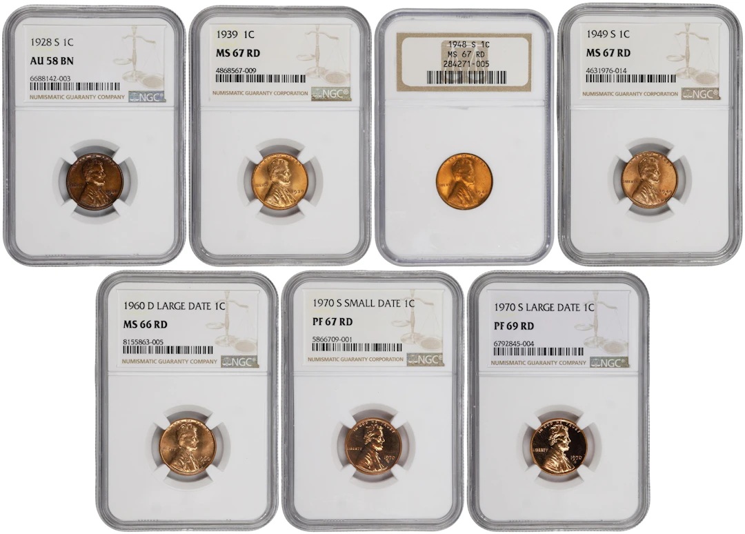 Lot of (7) Mixed Date Lincoln Cents. (NGC).