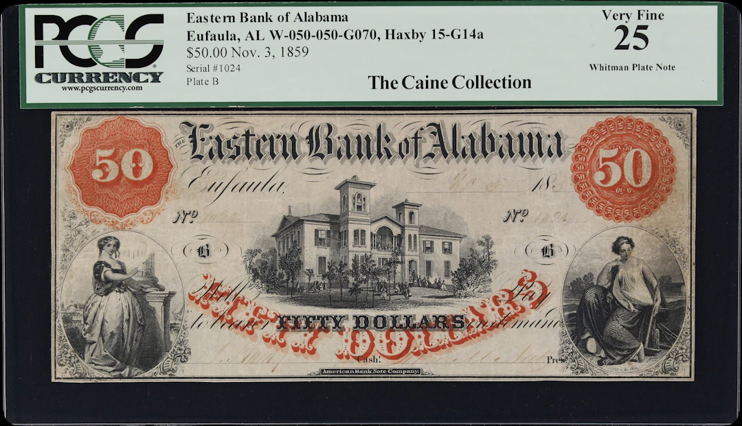 Eufaula, Alabama. Eastern Bank of Alabama. 1859 $50. PCGS Currency