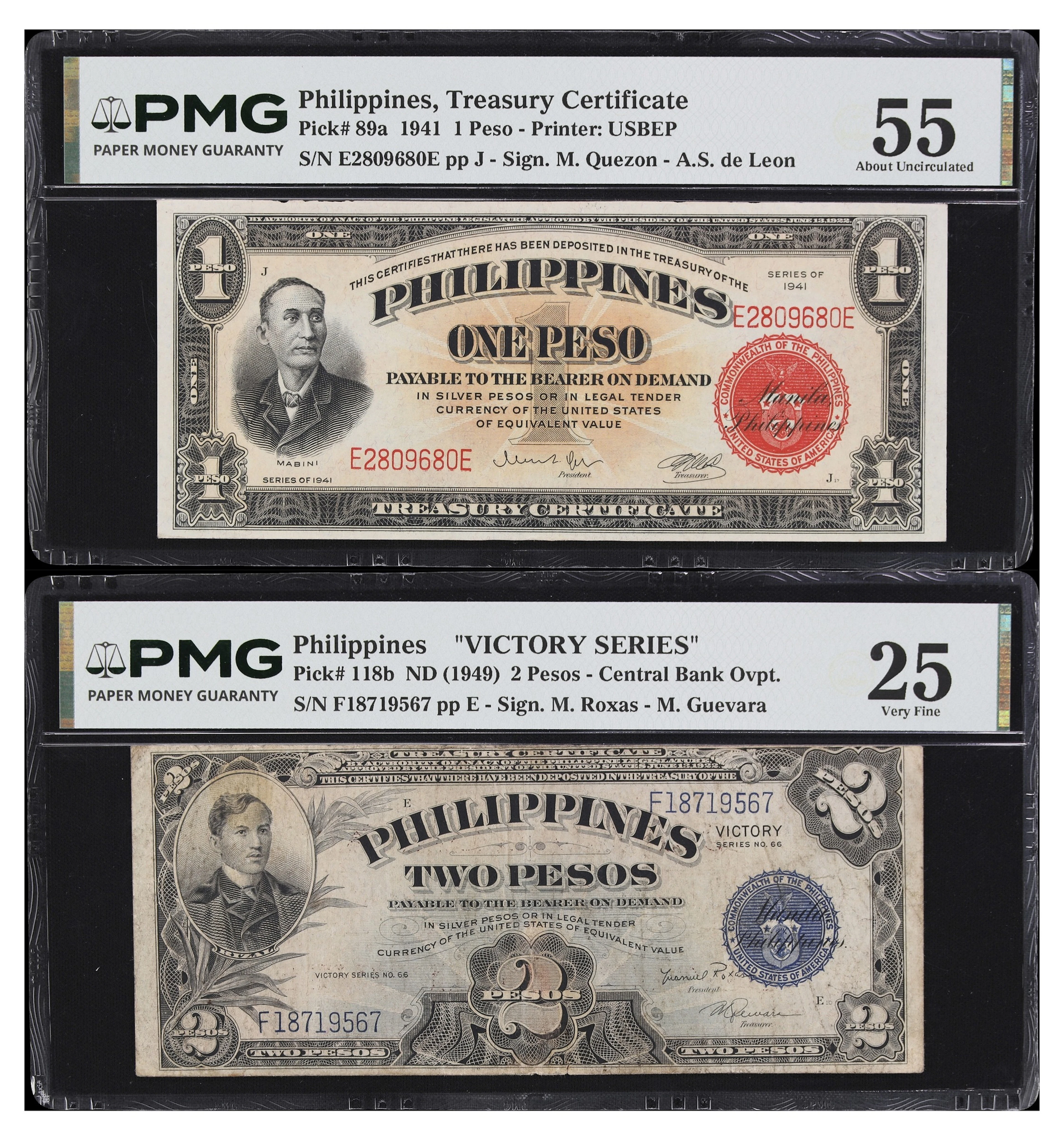 PHILIPPINES. Lot of (2). Treasury of the Philippines & Central Bank