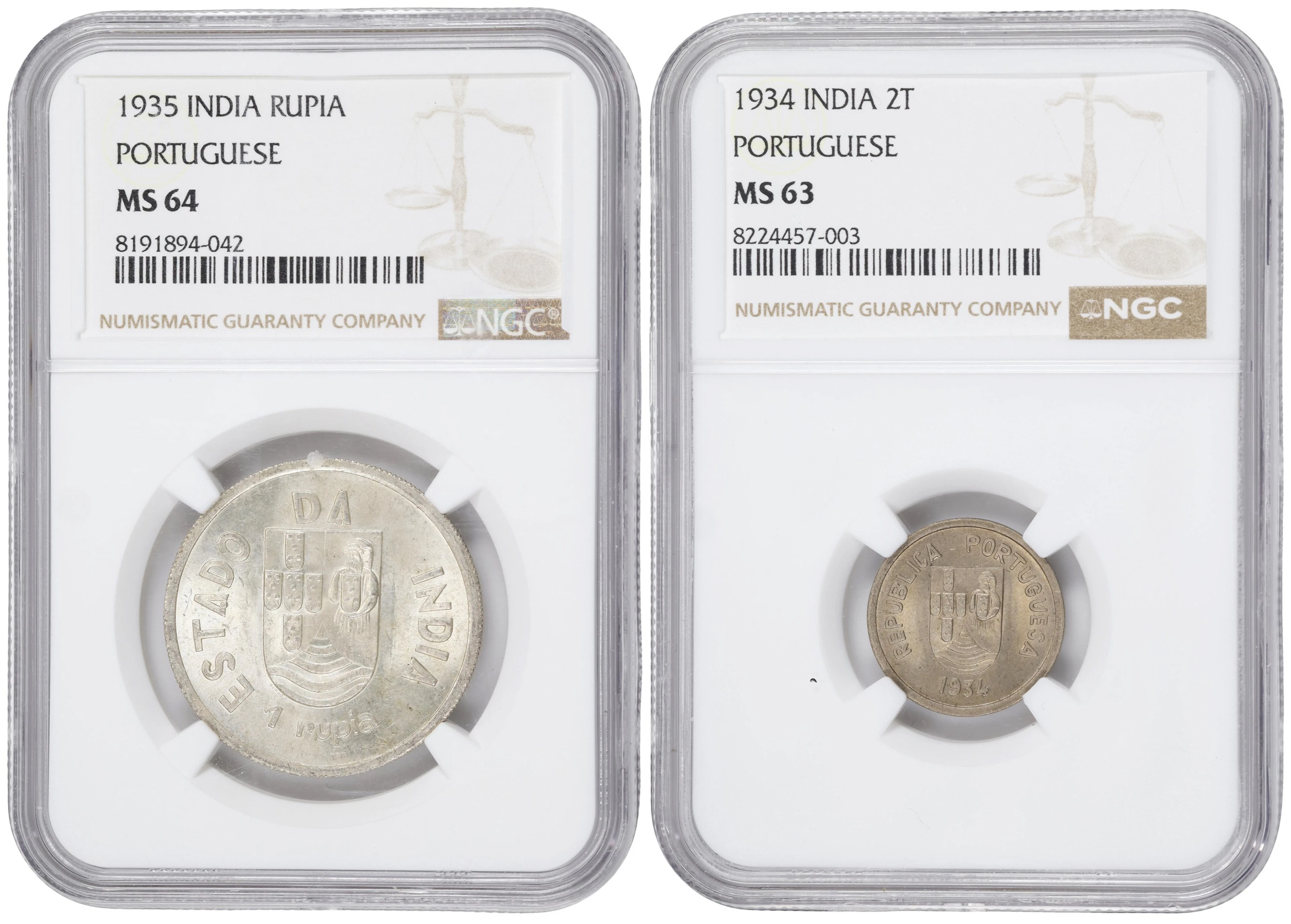 INDIA. Portuguese India. Duo of Mixed Denominations (2 Pieces), 1934
