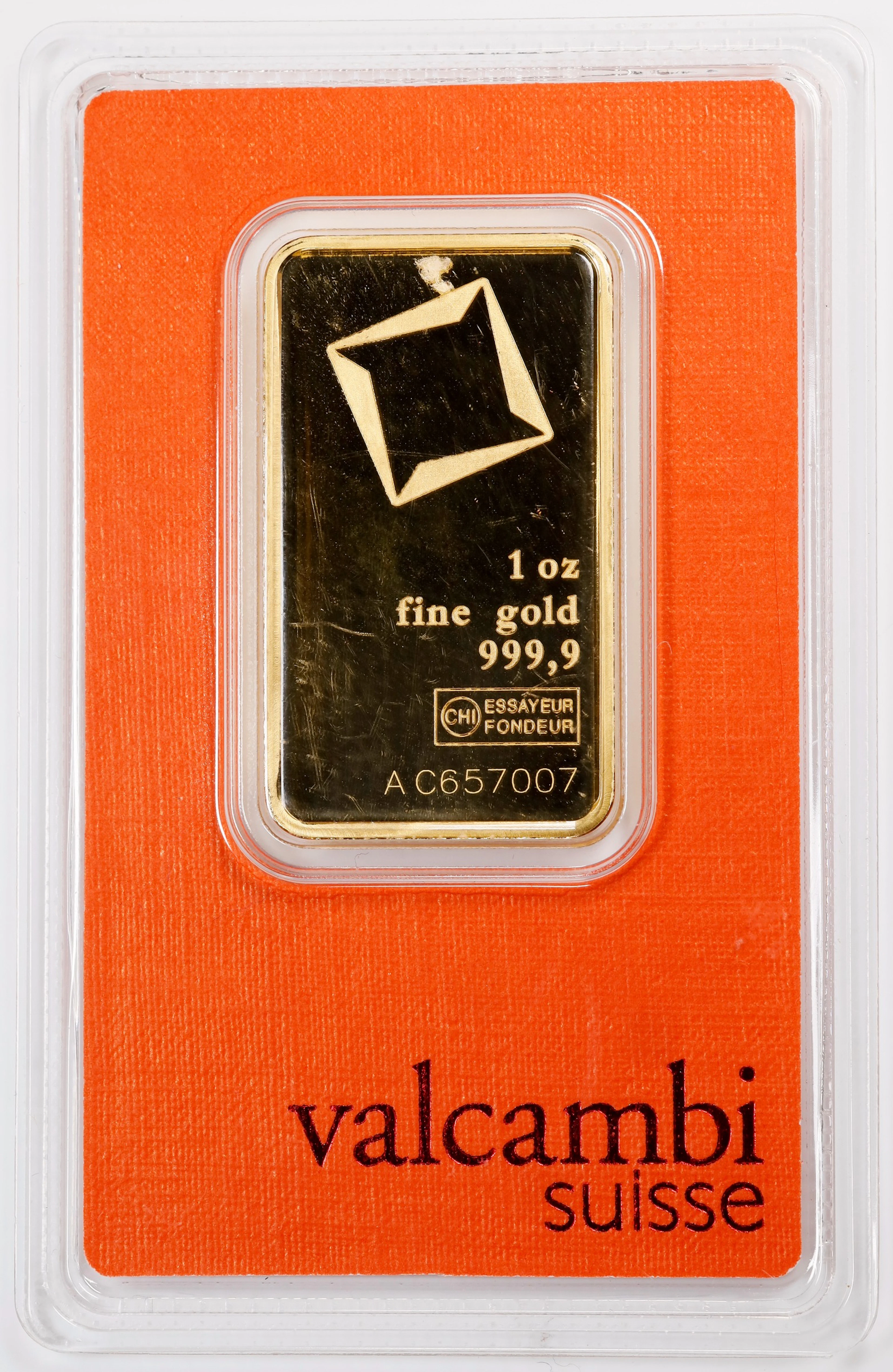 (1 oz, 31.104 g AGW). Valcambi Suisse 1 oz Gold Bar.