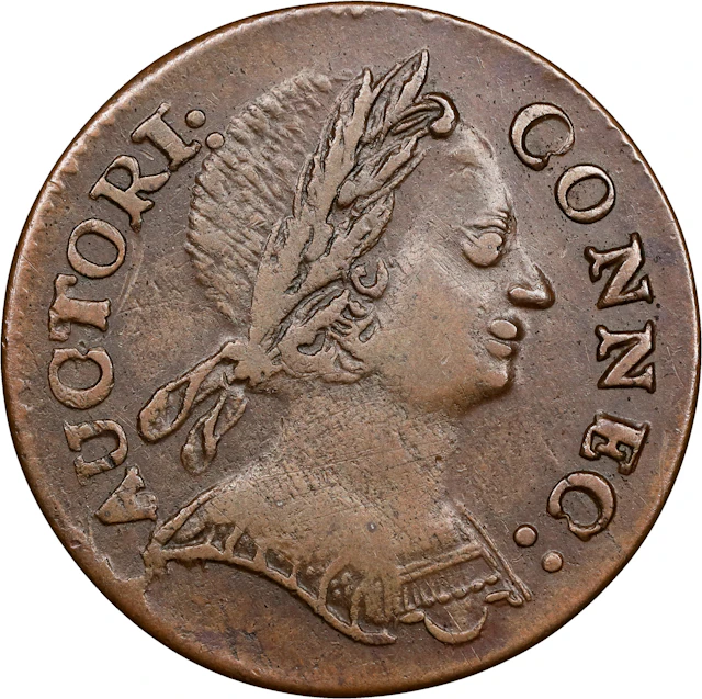 1785 Connecticut Copper. Miller 4.3-A.2, W-2365. Rarity-3. Bust Right.