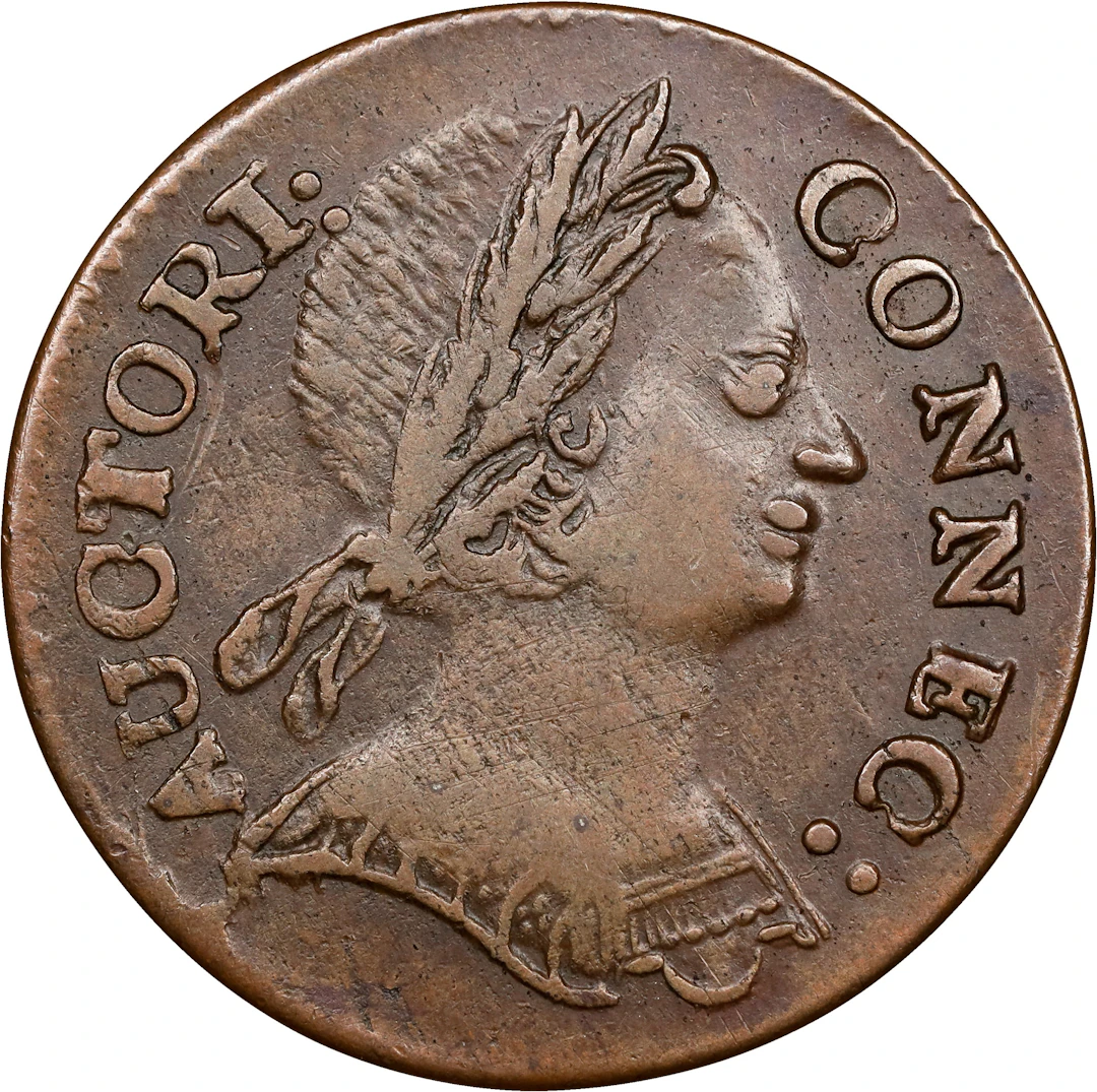 1785 Connecticut Copper. Miller 4.3-A.2, W-2365. Rarity-3. Bust Right.