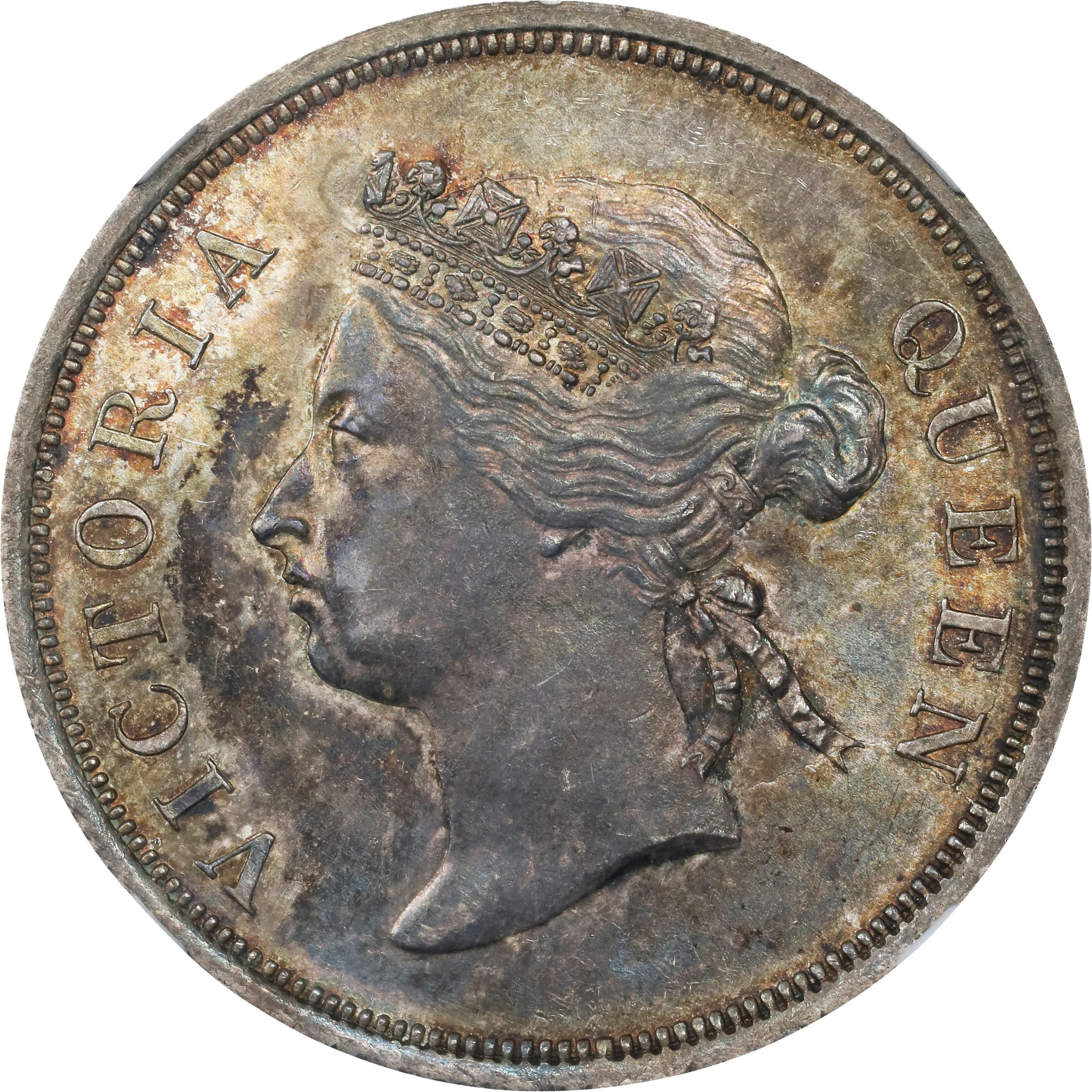 STRAITS SETTLEMENTS. 50 Cents, 1896. London Mint. Victoria. NGC AU-55.