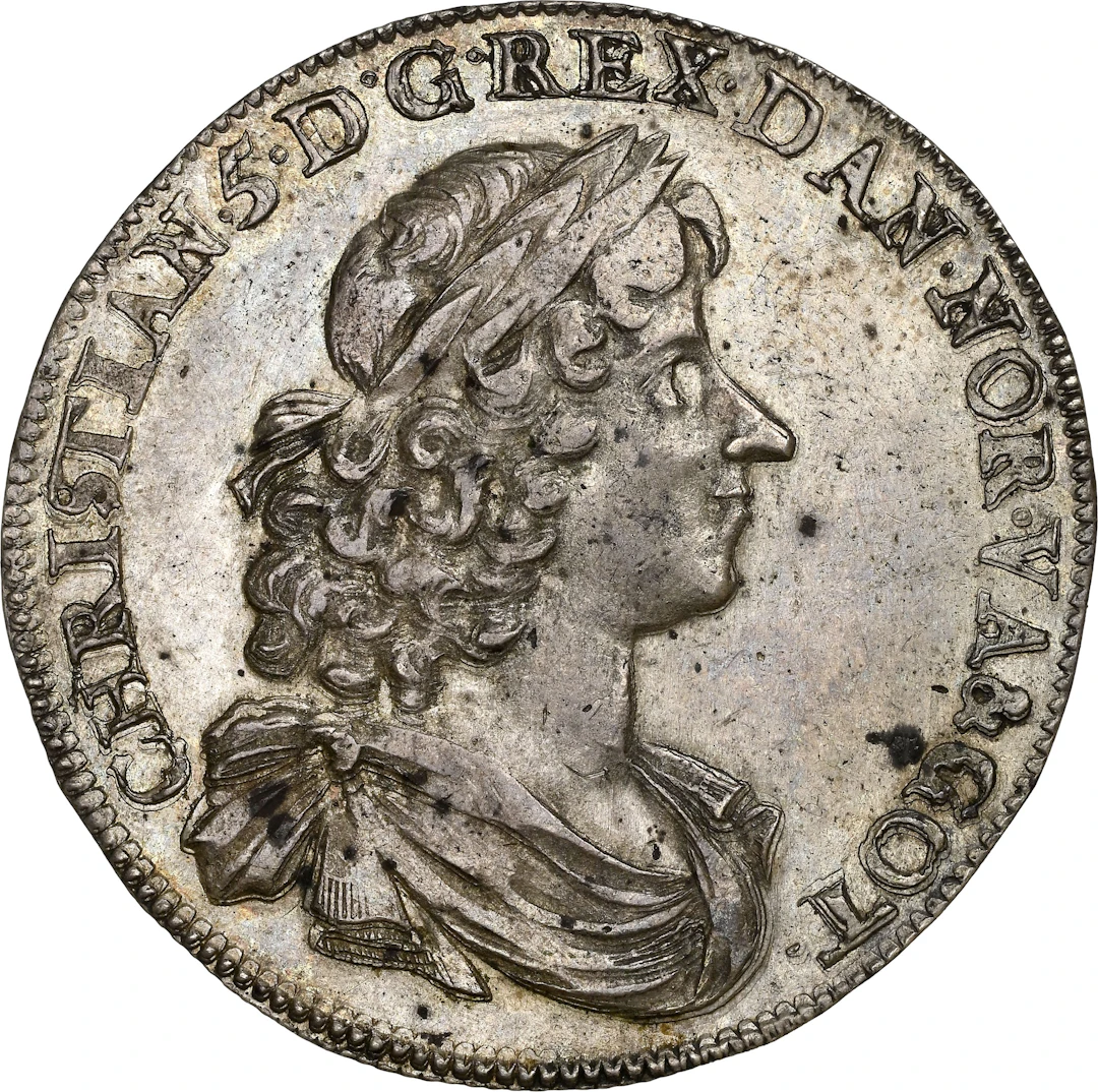 NORWAY. Speciedaler, 1678. Christiania Mint. Christian V. NGC AU-58.