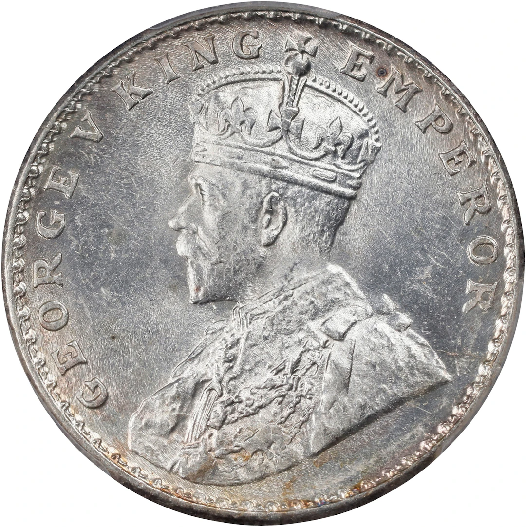 INDIA. Rupee, 1918-(B). Bombay Mint. George V. PCGS MS-63.