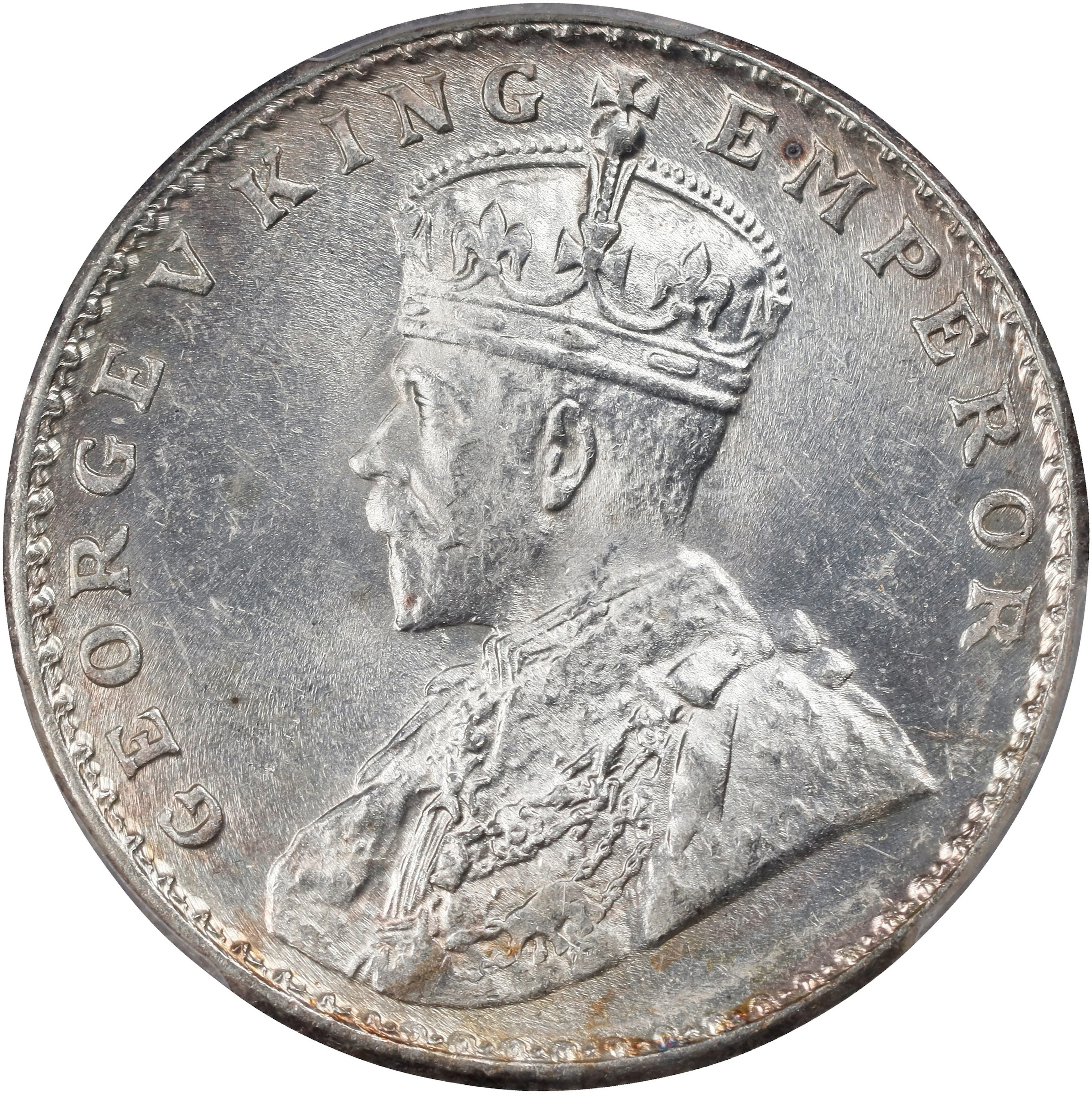 INDIA. Rupee, 1918-(B). Bombay Mint. George V. PCGS MS-63.