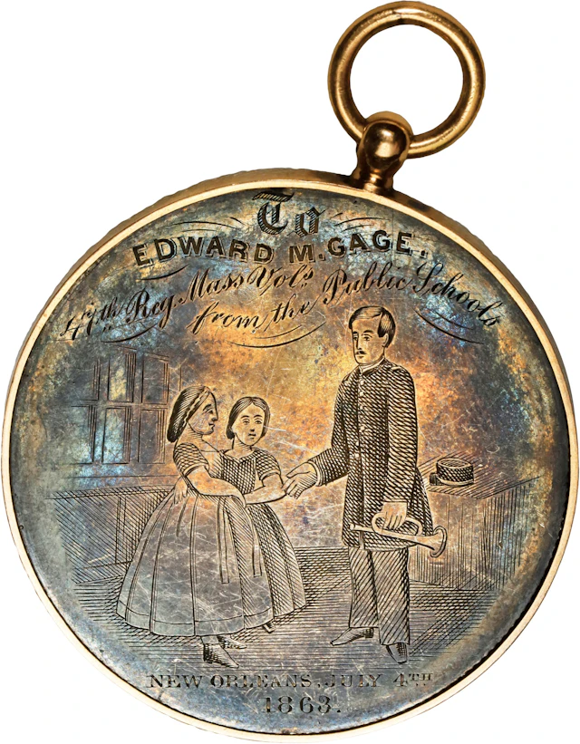 1863 Hand-Engraved Badge to Edward M. Gage, 47th Massachusetts Infantry