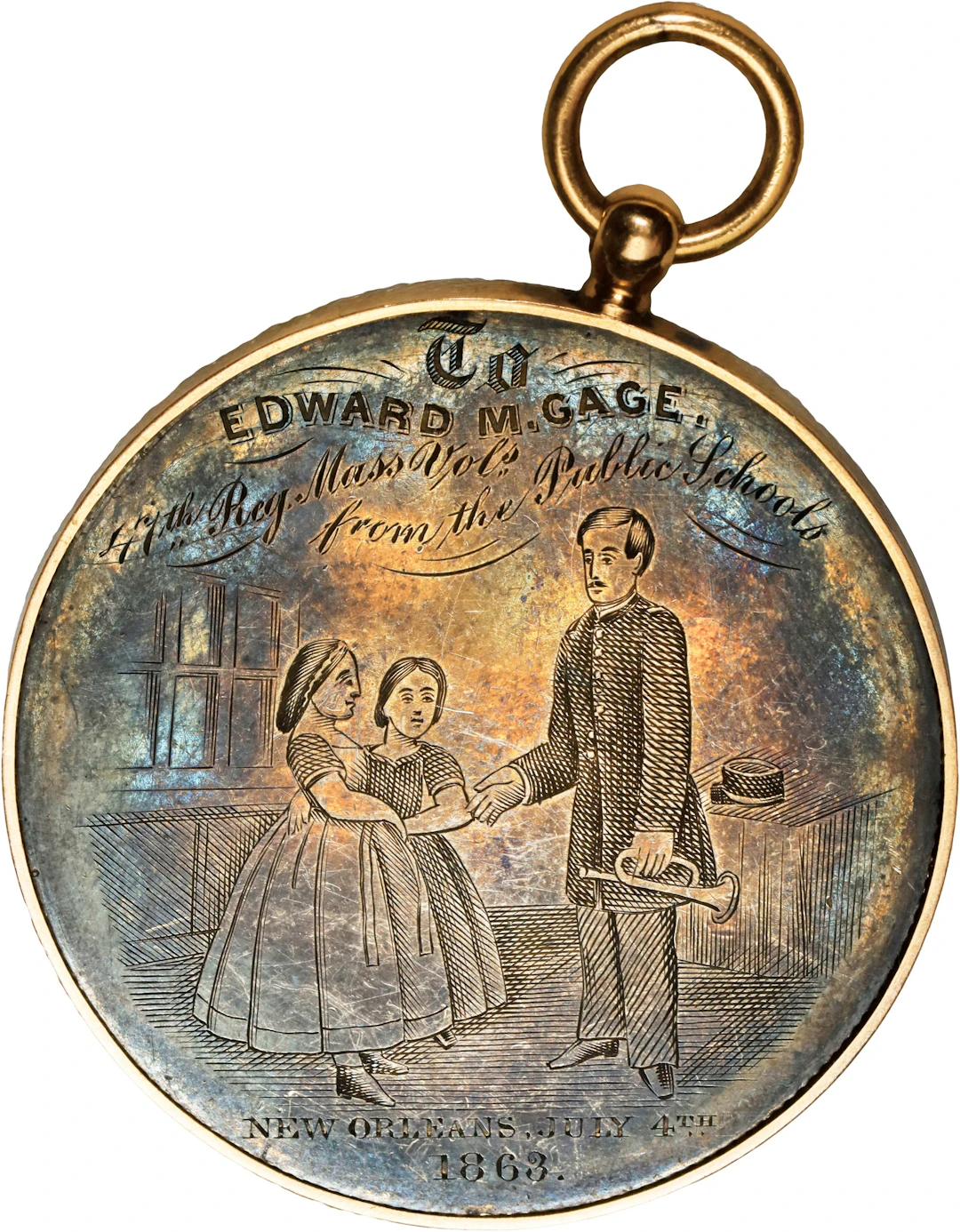 1863 Hand-Engraved Badge to Edward M. Gage, 47th Massachusetts Infantry