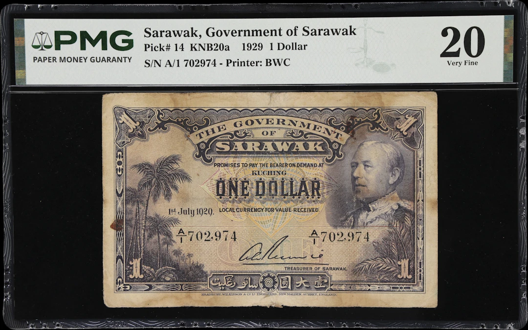 SARAWAK. Government of Sarawak. 1 Dollar, 1.7.1929. P-14. KNB20a.