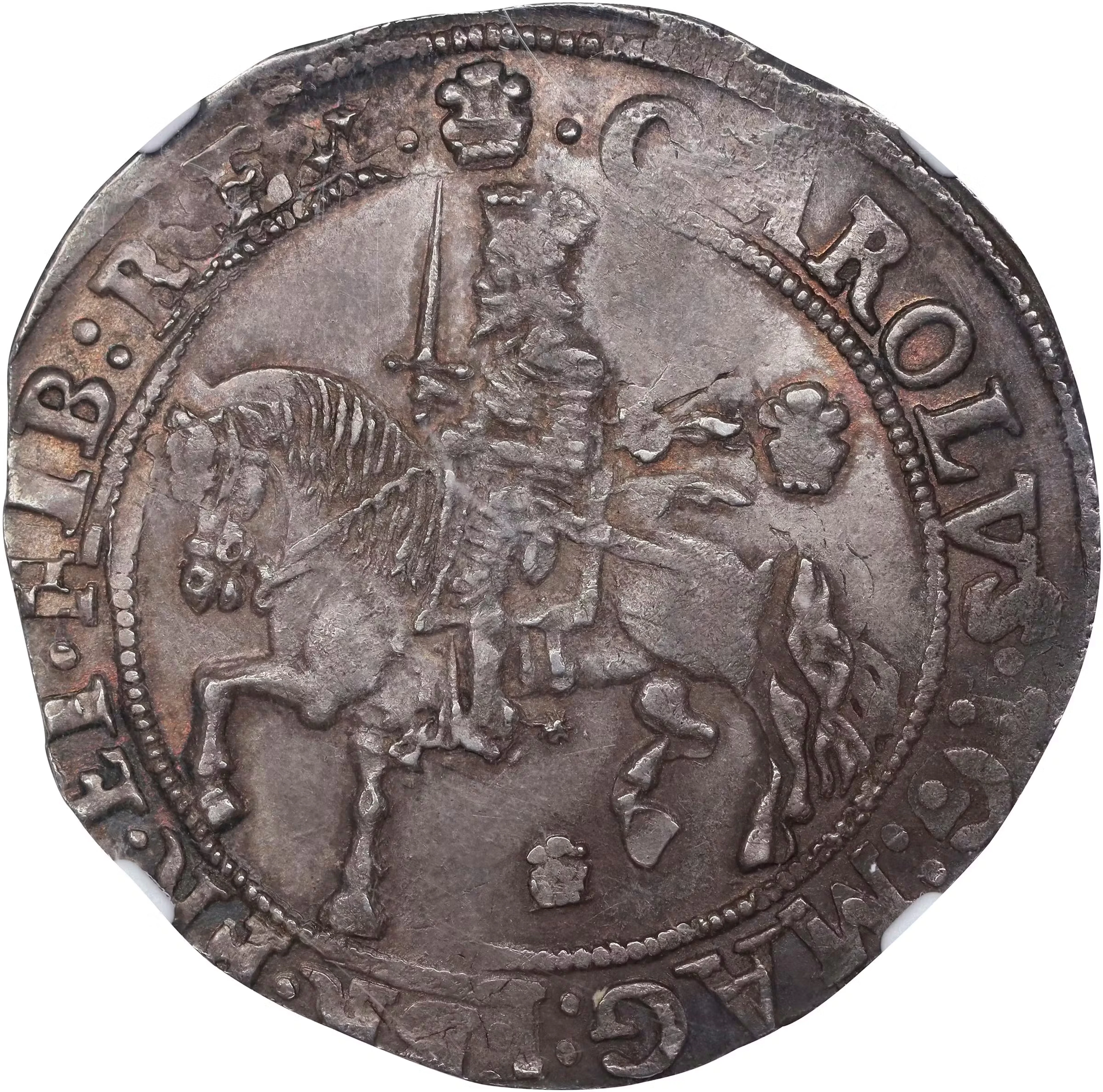 GREAT BRITAIN. 1/2 Crown, 1646. Bridgnorth-on-Severn Mint; mm: Plume.