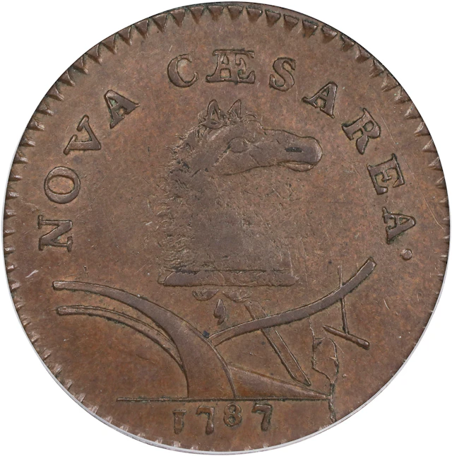 1787 New Jersey Copper. Maris 62-q, W-5350. Rarity-3. Sprig Above