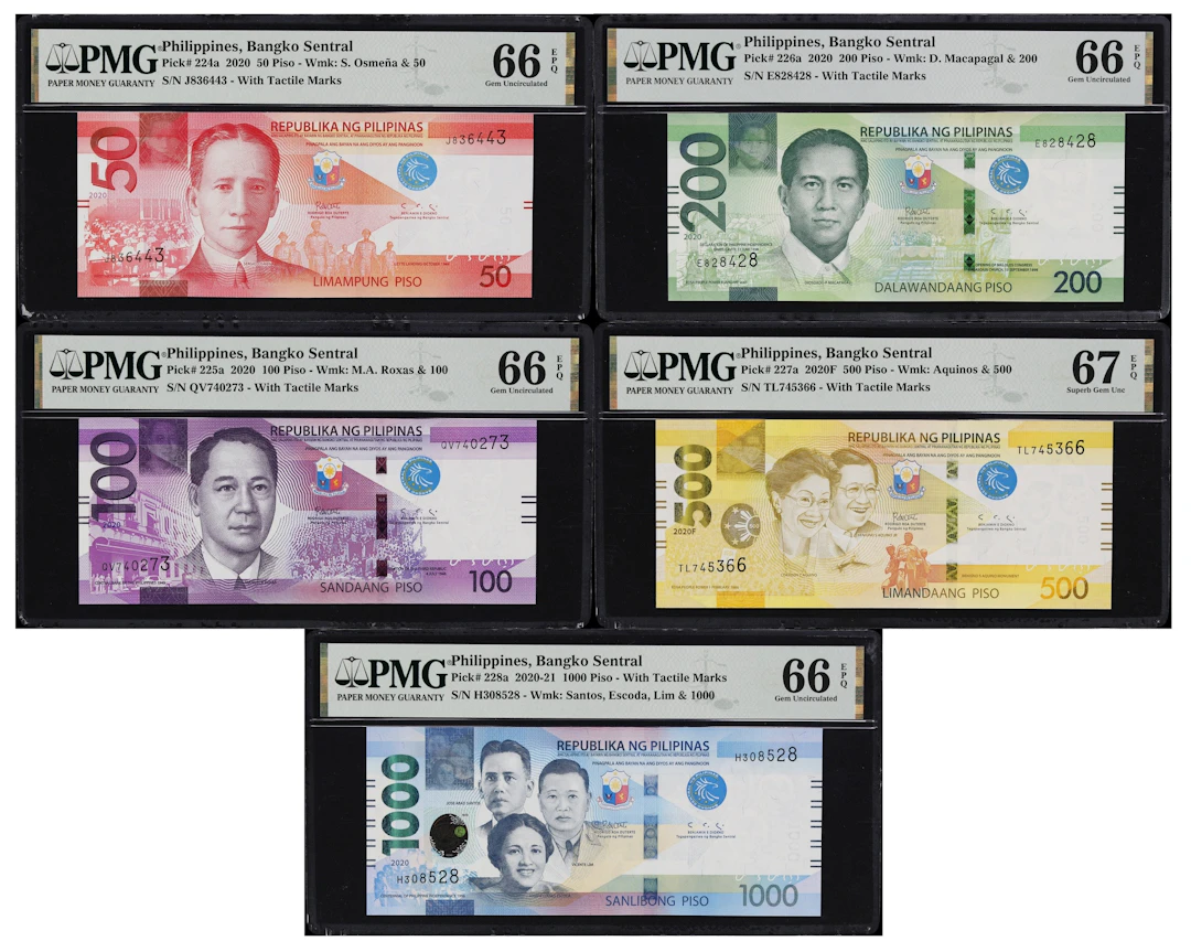 PHILIPPINES. Lot of (5). Bangko Sentral ng Pilipinas. 50, 100, 200