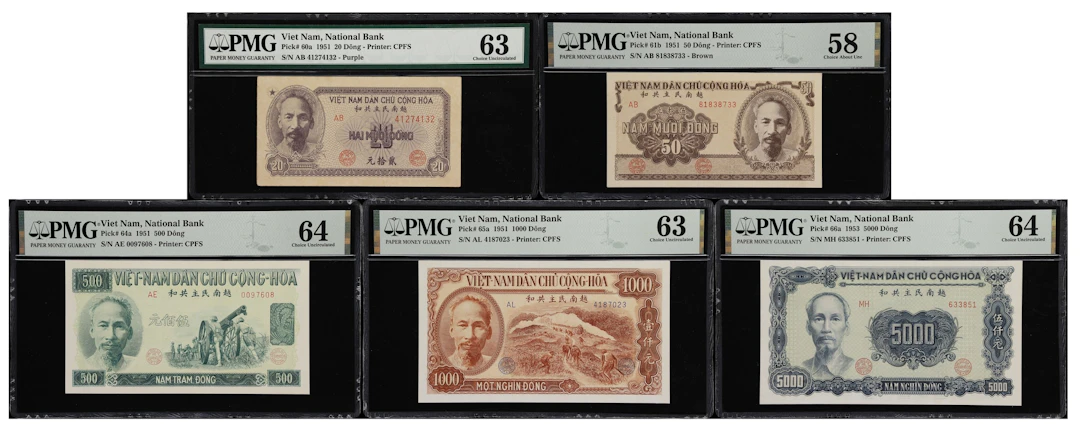 VIETNAM. Lot of (5). National Bank of Vietnam. 20, 50, 500, 1000
