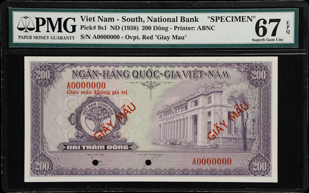 VIETNAM, SOUTH. National Bank of Vietnam. 200 Dong, ND (1958). P-9s1.
