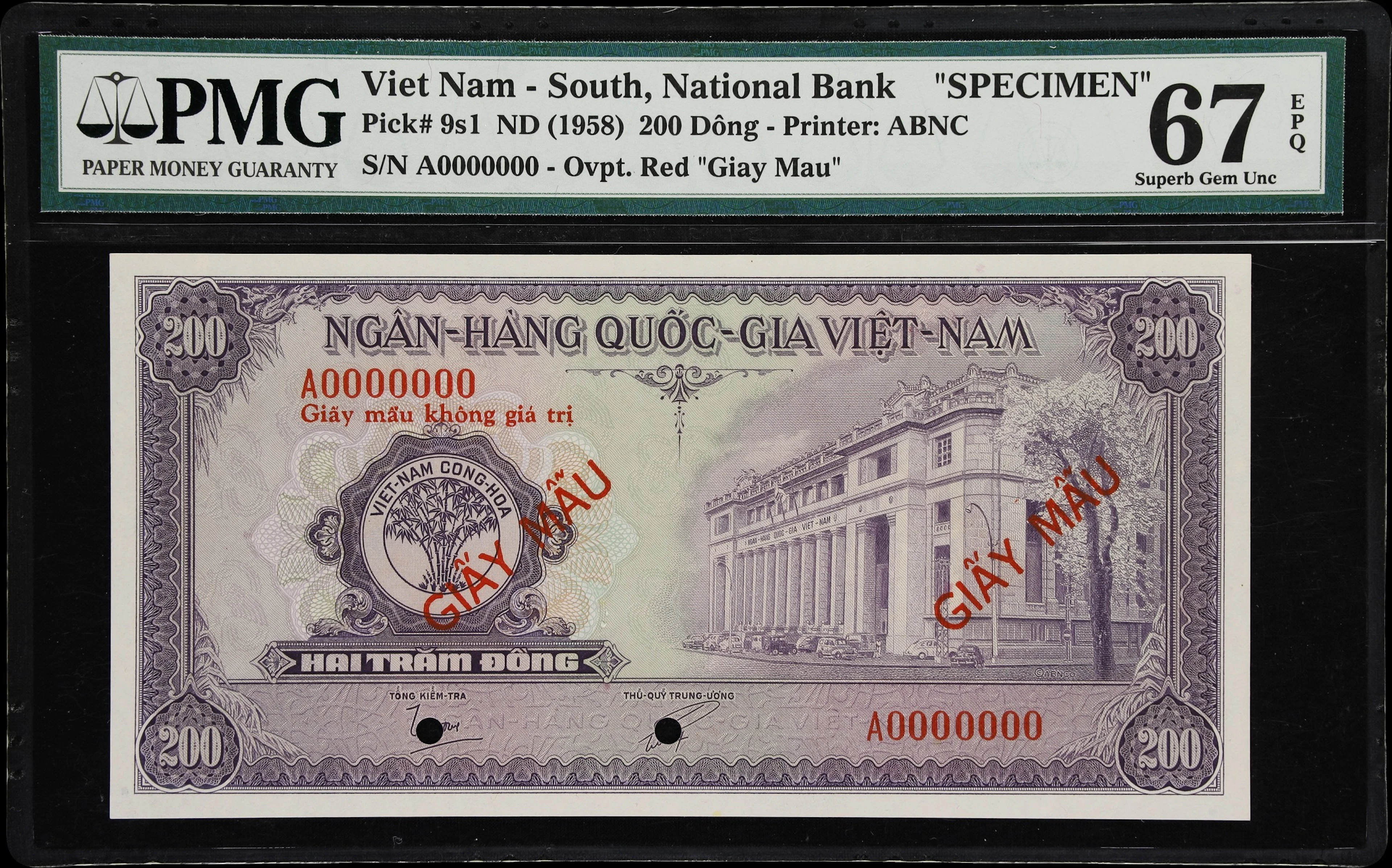 VIETNAM, SOUTH. National Bank of Vietnam. 200 Dong, ND (1958). P-9s1.