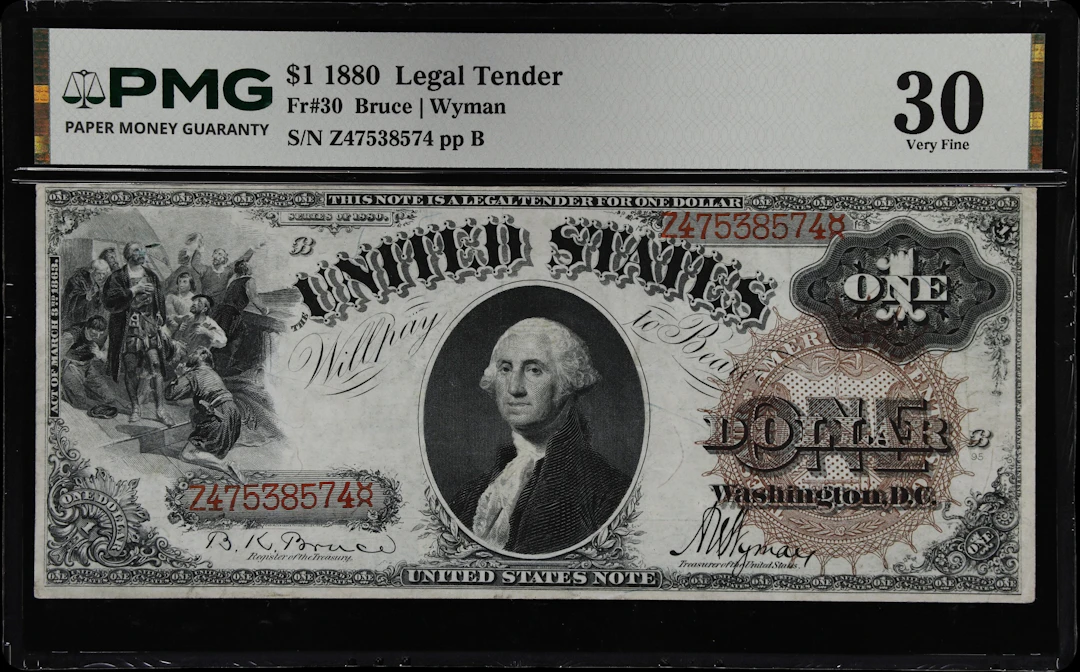 Fr. 30. 1880 $1 Legal Tender Note. PMG Very Fine 30.